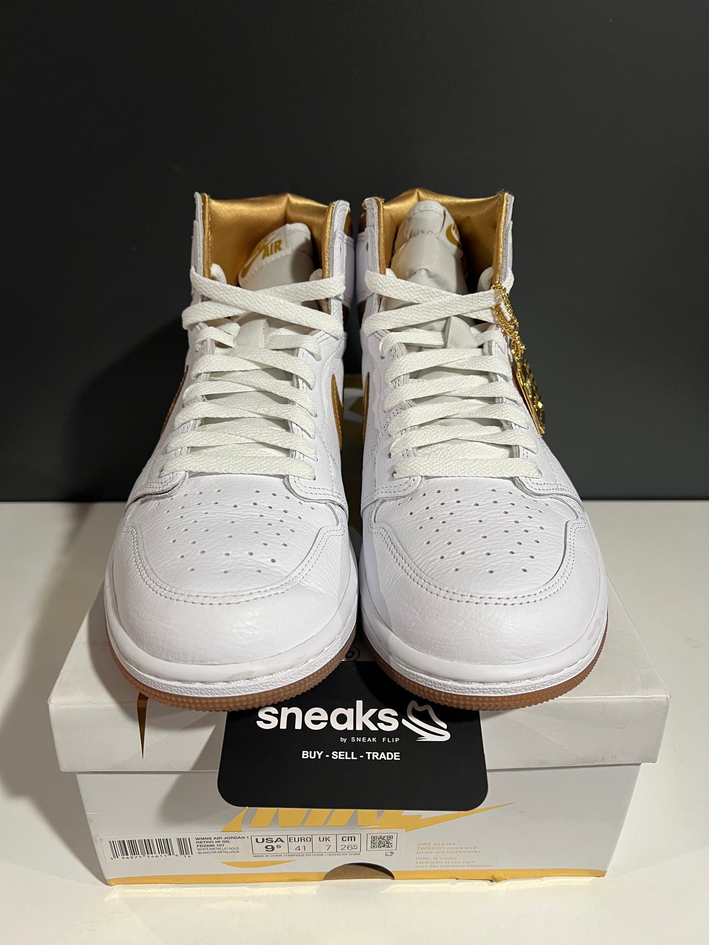 USED Air Jordan 1 Retro High OG White Metallic Gold (Women’s) FD2596-107 SIZE 9.5W/8M OG ALL JY25-304