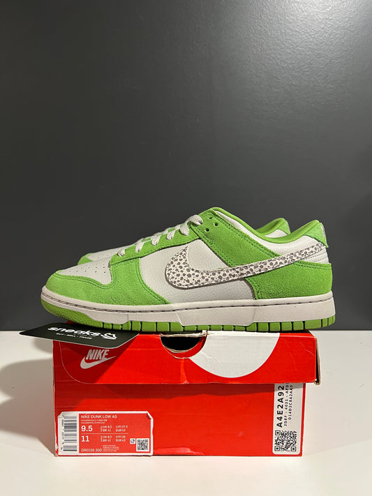 USED Nike Dunk Low AS Safari Swoosh Chlorophyll DR0156-300 SIZE 9.5M OG ALL JY25-239