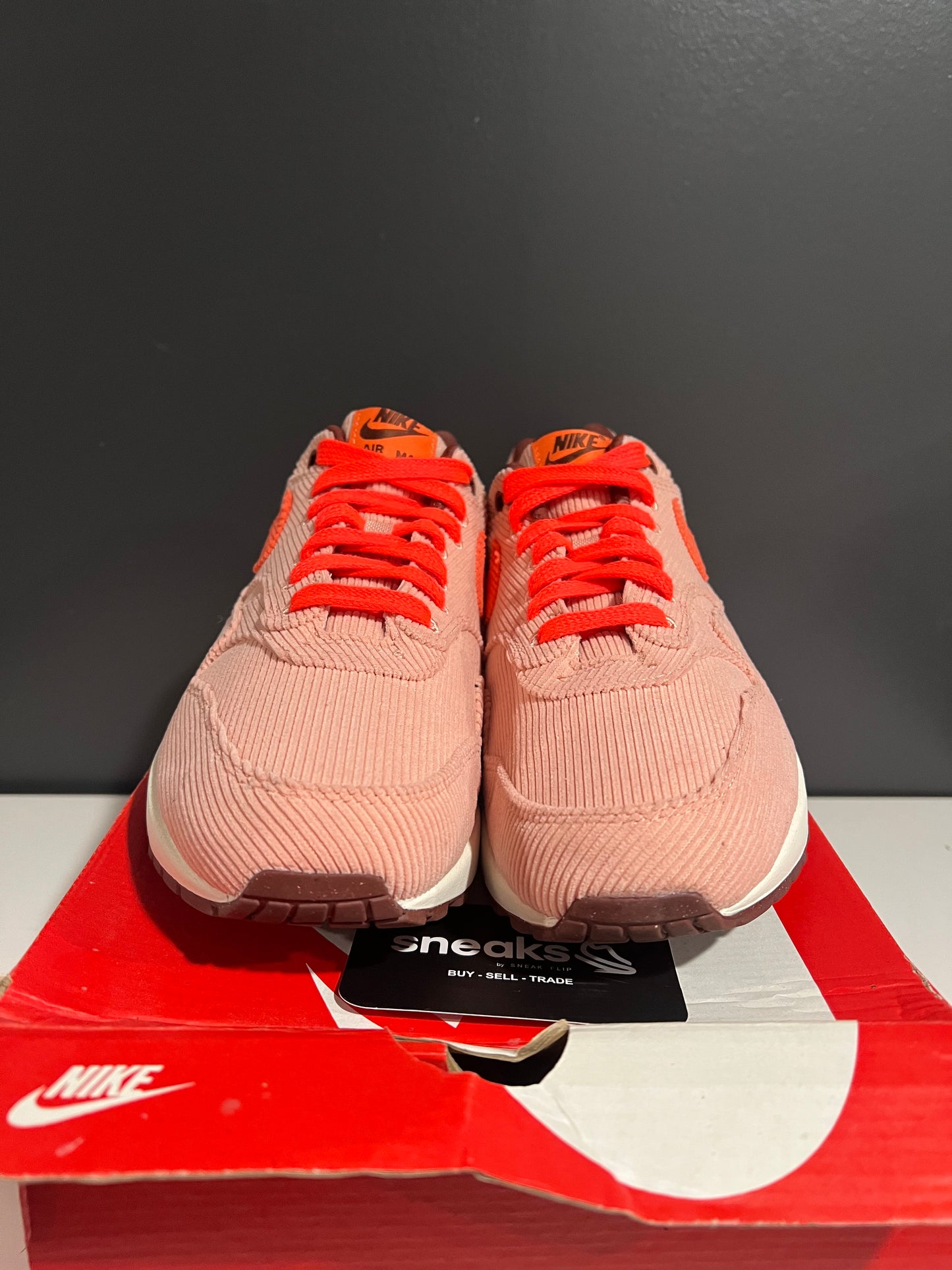 USED Air Max 1 Premium Coral Stardust Corduroy FB8915-600 SIZE 10M OG ALL