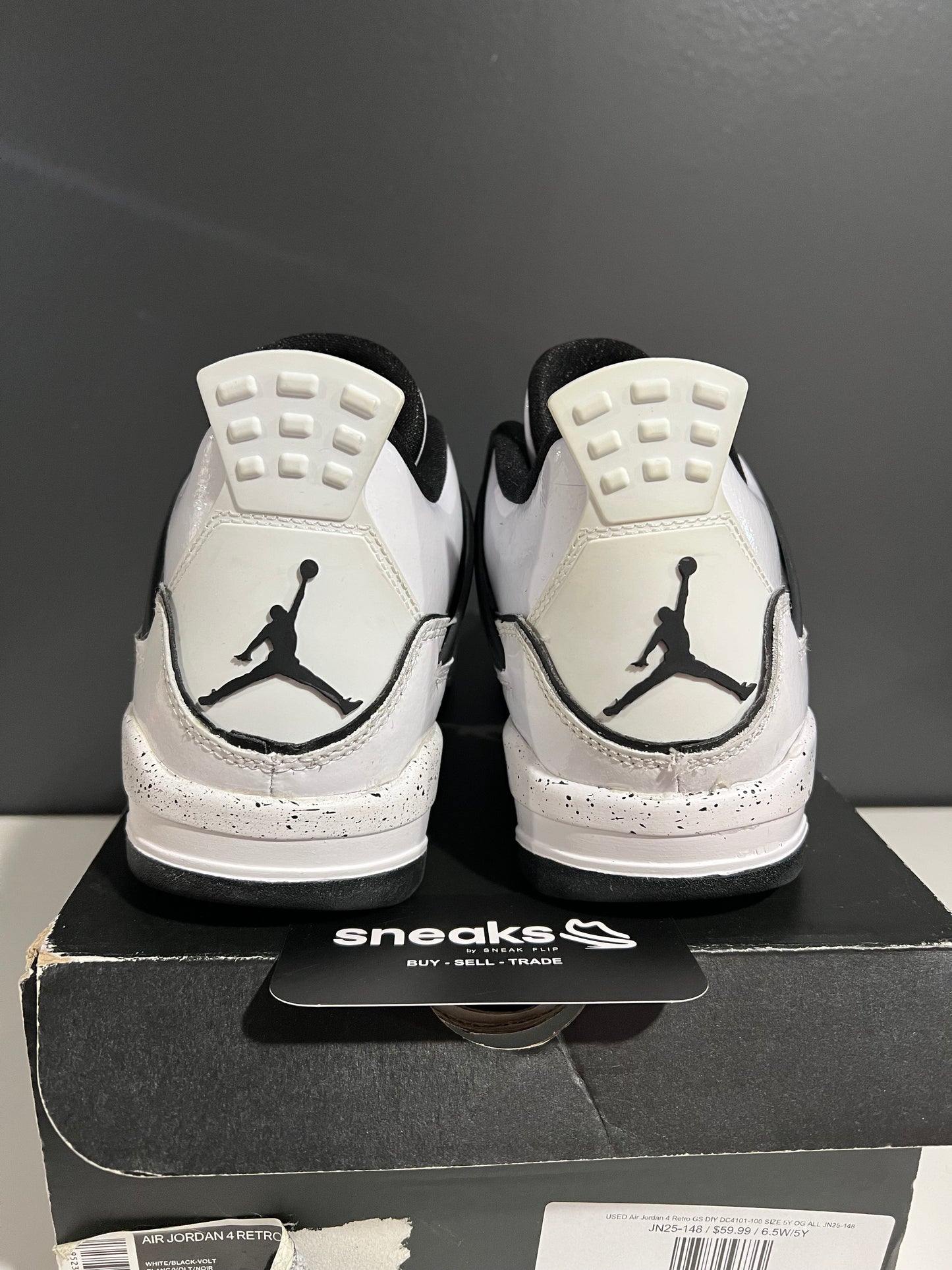 USED Air Jordan 4 Retro GS DIY DC4101-100 SIZE 5Y OG ALL JN25-148