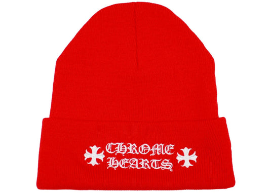 NEW Chrome Hearts Logo Beanie Red