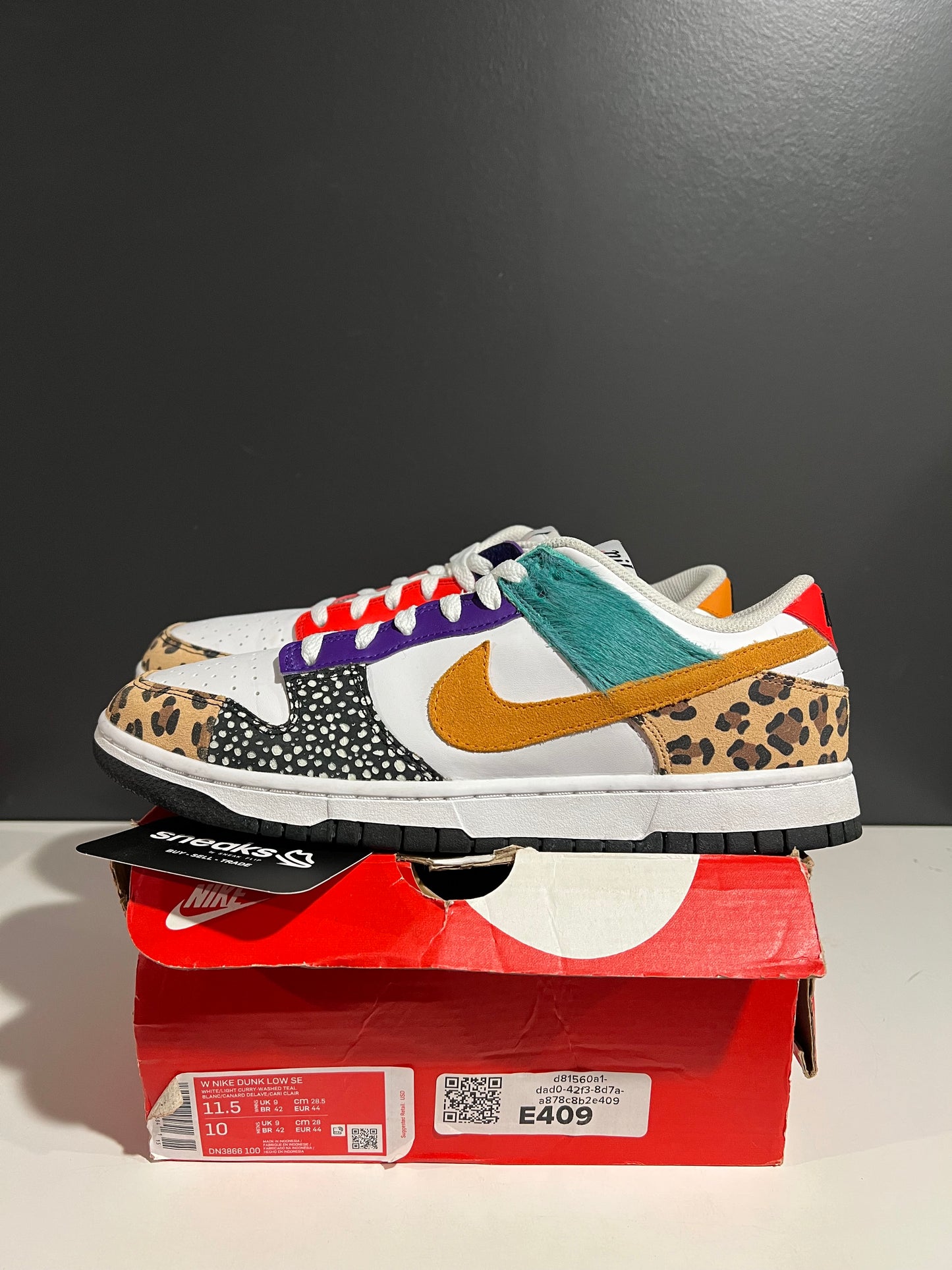 USED Nike Dunk Low SE Safari Mix (Women’s) DN3866-100 SIZE 10M OG ALL JY25-233