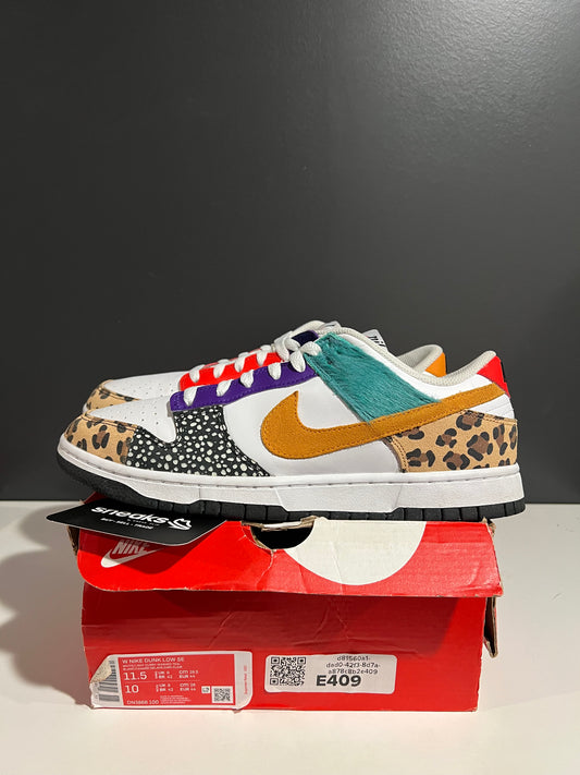 USED Nike Dunk Low SE Safari Mix (Women’s) DN3866-100 SIZE 10M OG ALL JY25-233