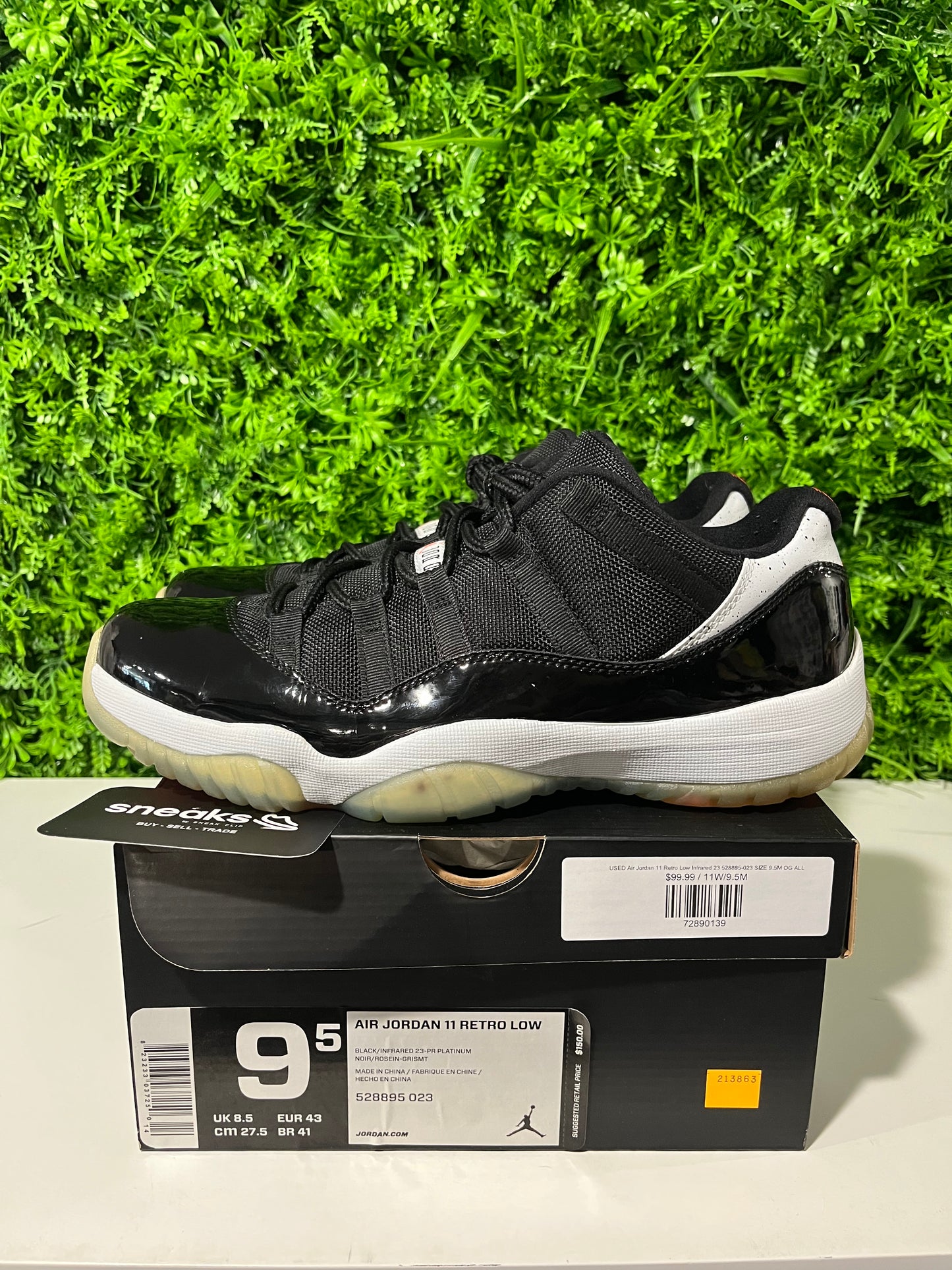 USED Air Jordan 11 Retro Low Infrared 23 528895-023 SIZE 9.5M OG ALL
