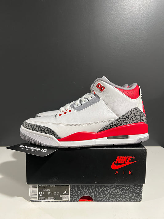 USED Air Jordan 3 Retro Fire Red 2022 DN3707-160 SIZE 9.5M OG ALL AG25-341