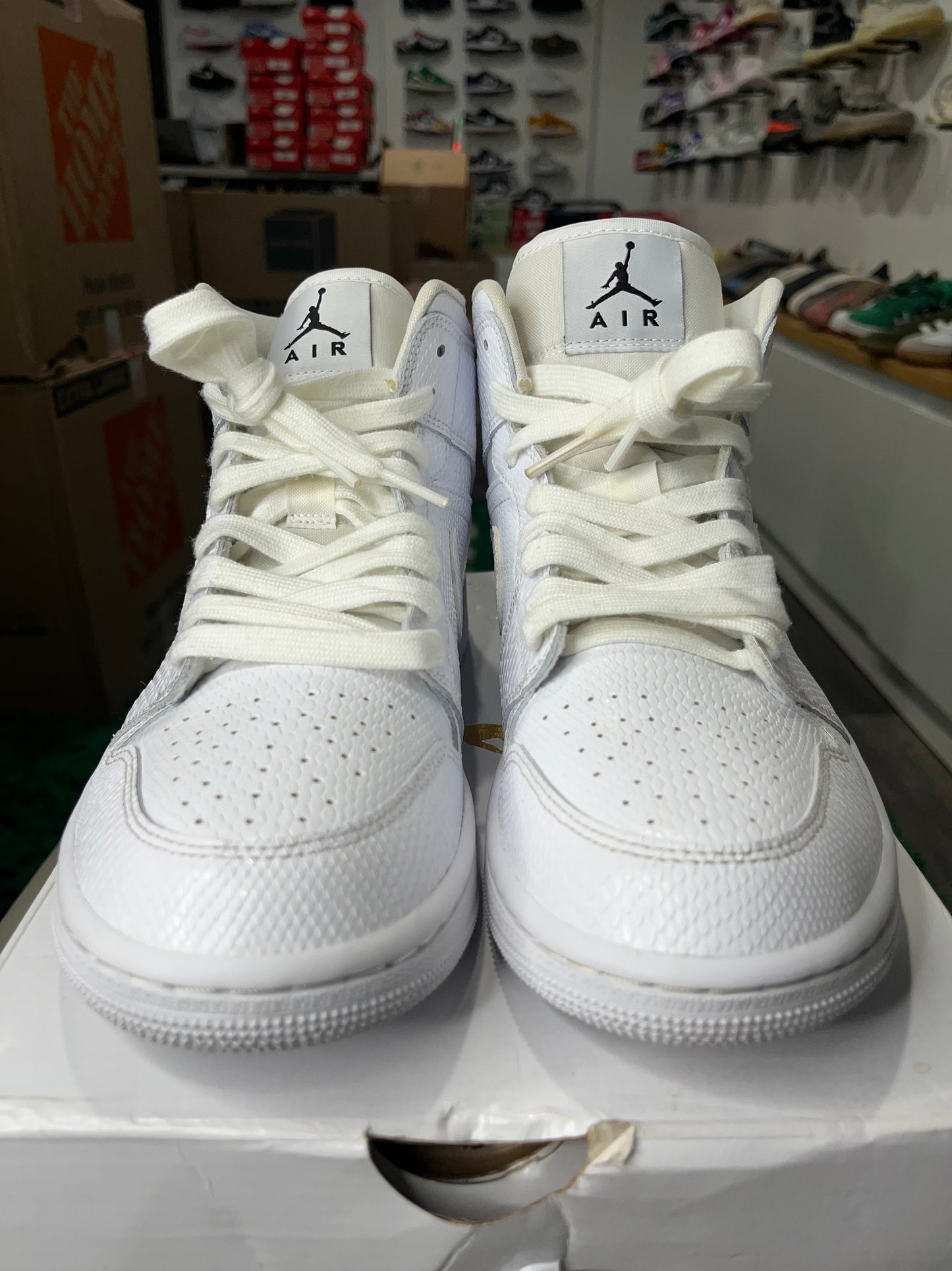 Wmns Air Jordan 1 Mid White Snakeskin USED SIZE 9.5W/11M OG ALL