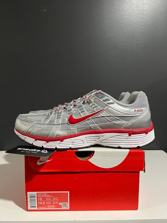 NEW Nike P‑6000 Metallic Silver Gym Red CD6404-024 SIZE 13M OG ALL JY25-219
