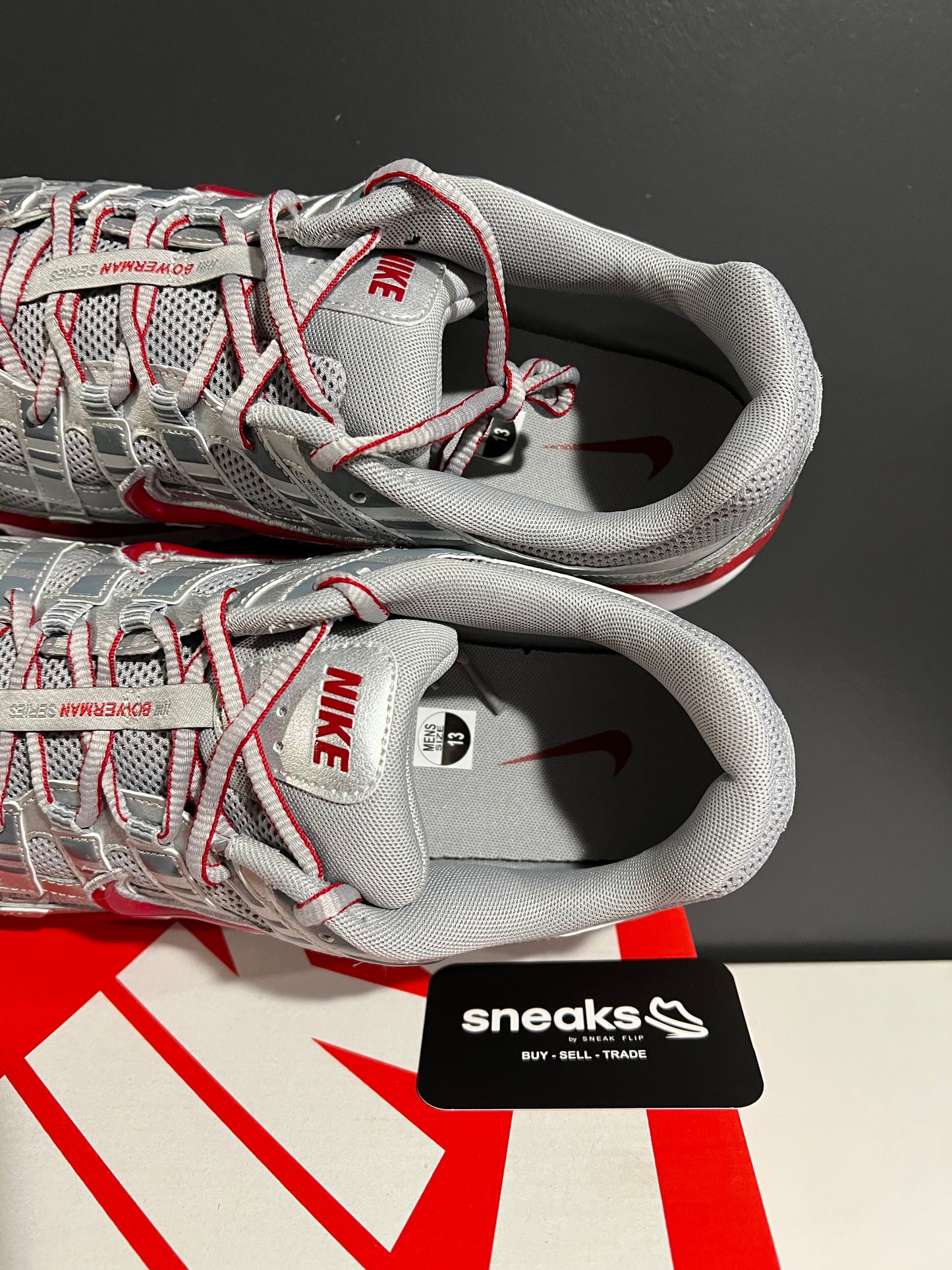 NEW Nike P‑6000 Metallic Silver Gym Red CD6404-024