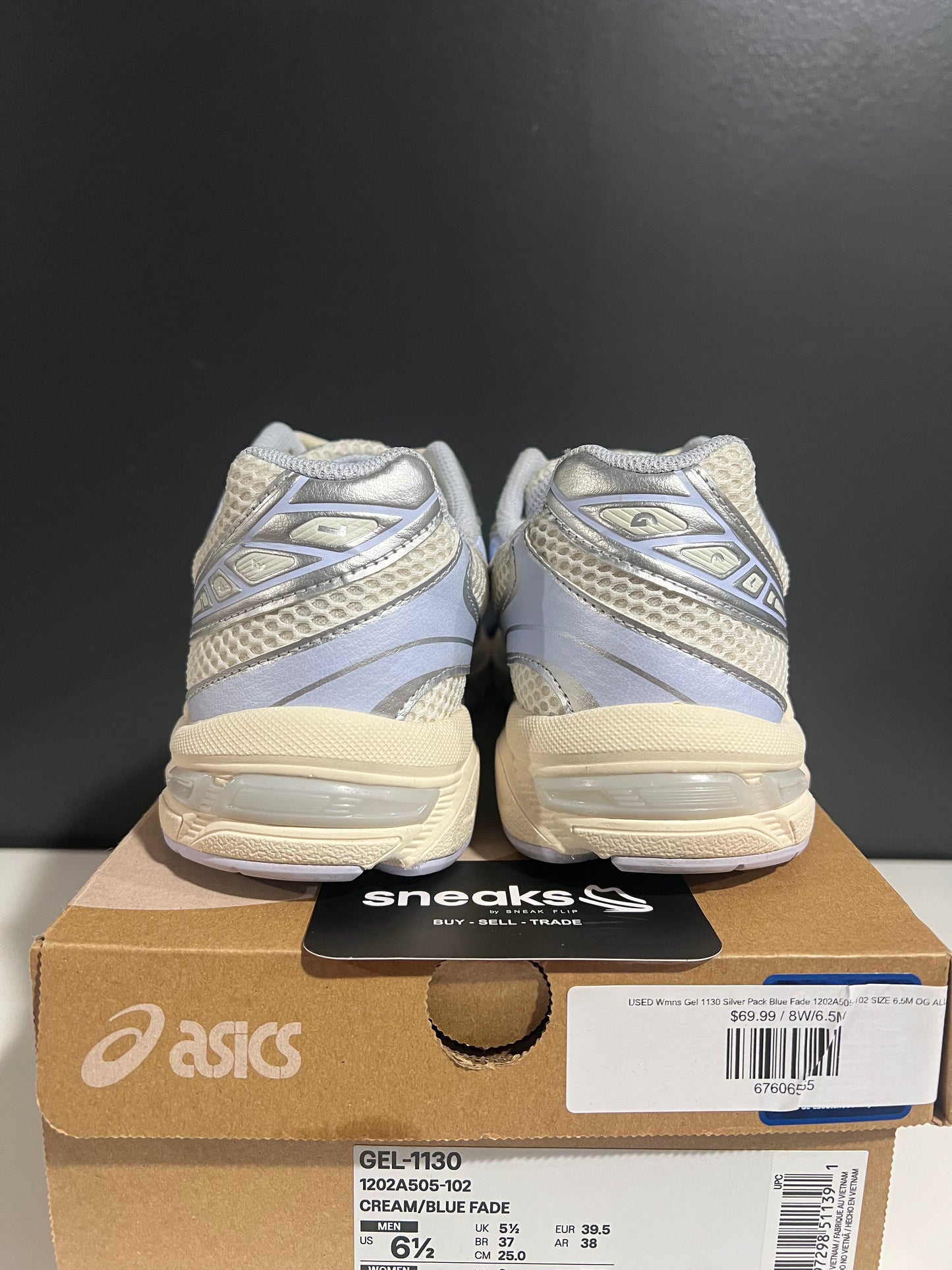 USED Wmns Gel 1130 Silver Pack Blue Fade 1202A505-102 SIZE 6.5M OG ALL