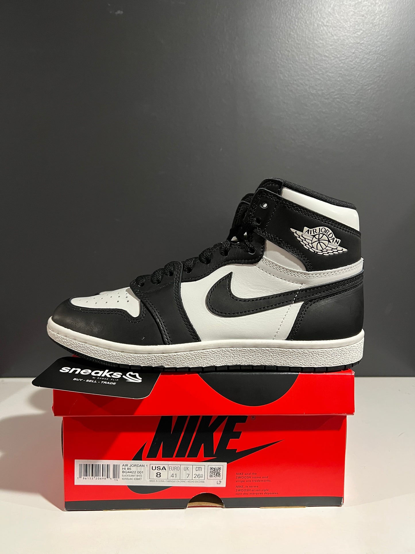 USED Air Jordan 1 Retro High '85 OG Black White BQ4422-001 SIZE 8M OG ALL JY25-306