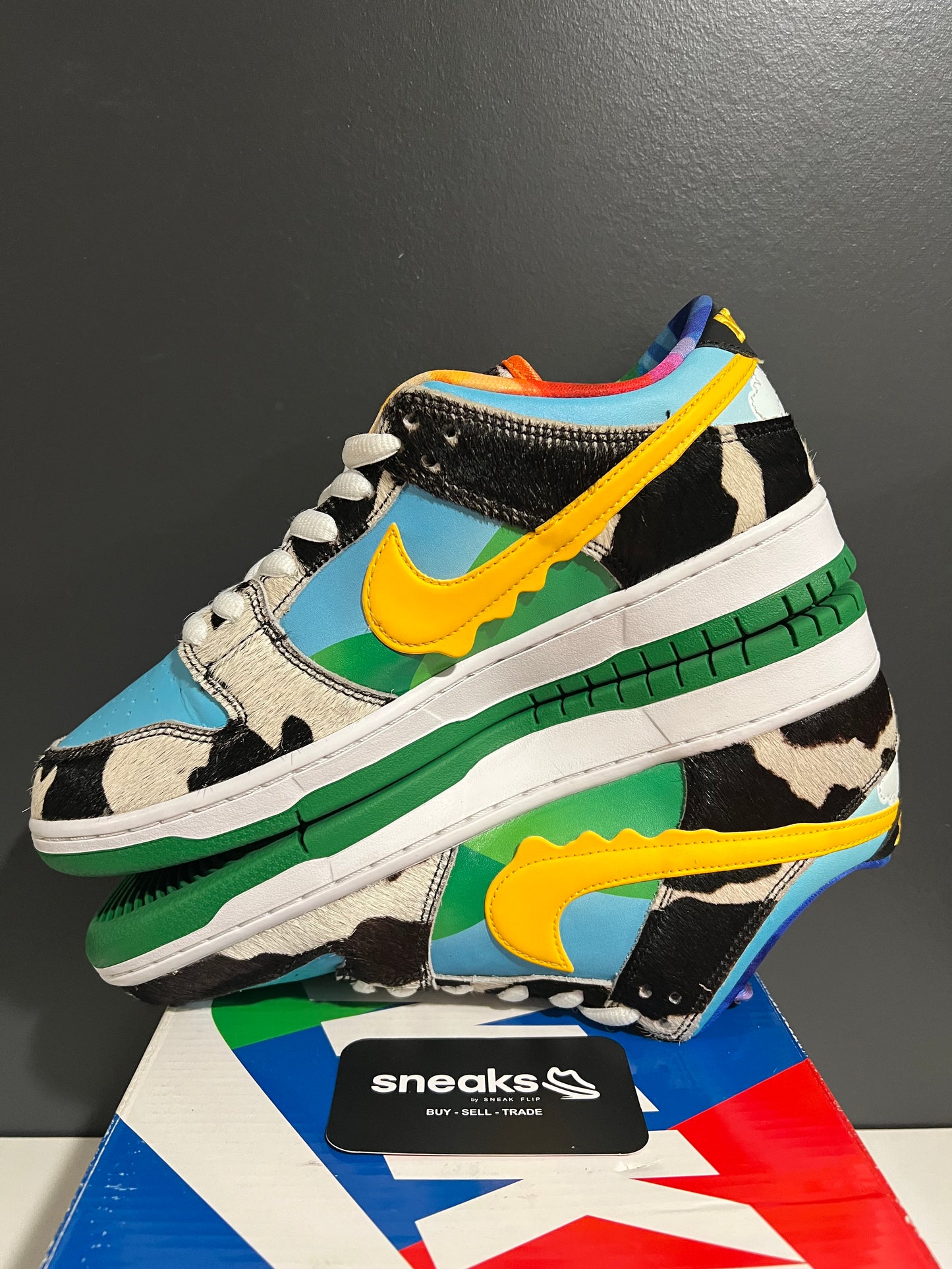 USED Ben & Jerry's x Dunk Low SB Chunky Dunky CU3244-100 SIZE 9M OG ALL AG25-217