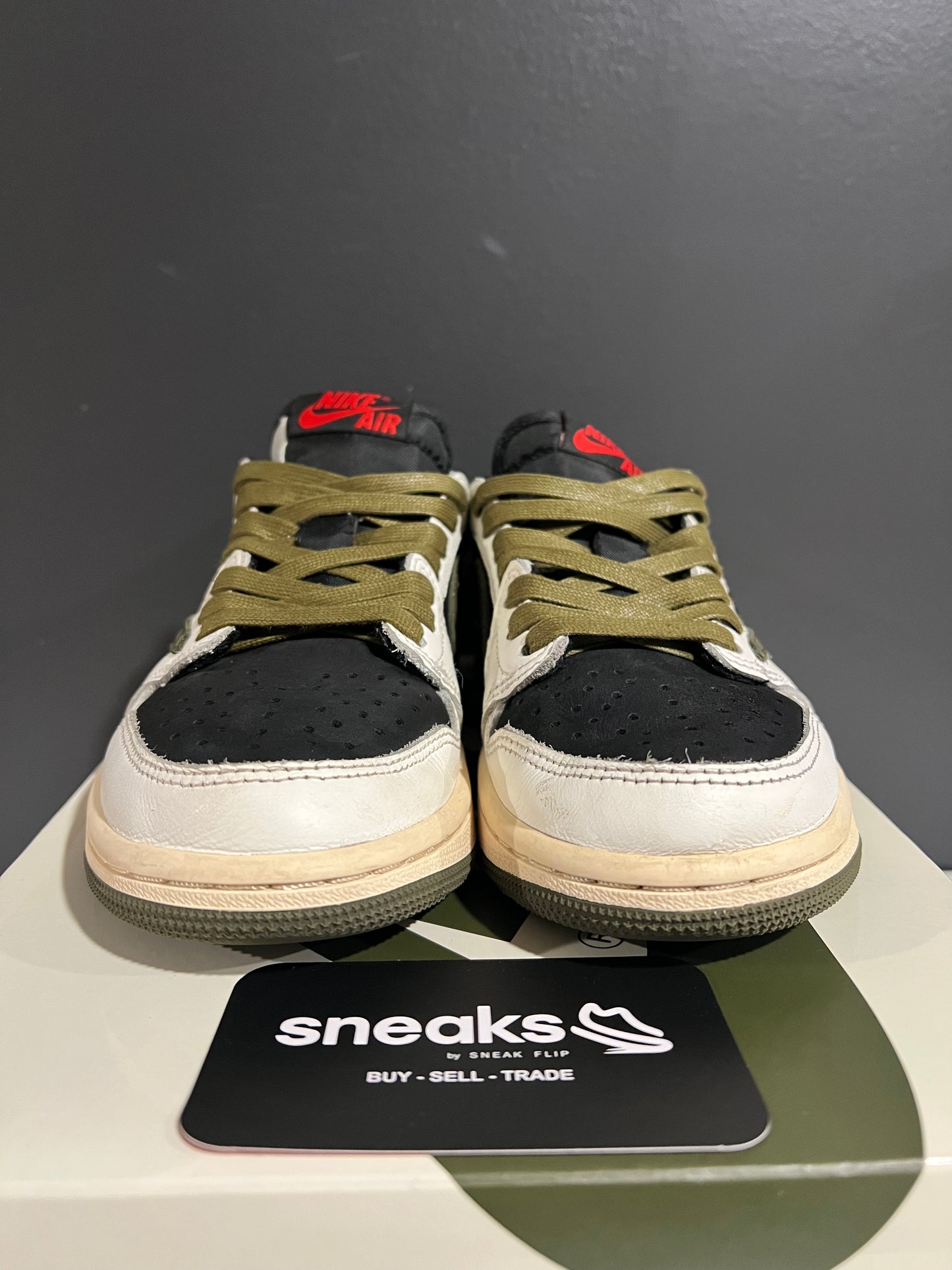 USED Travis Scott x Wmns Air Jordan 1 Retro Low OG SP Olive DZ4137-106 SIZE 3.5M OG ALL AG25-215