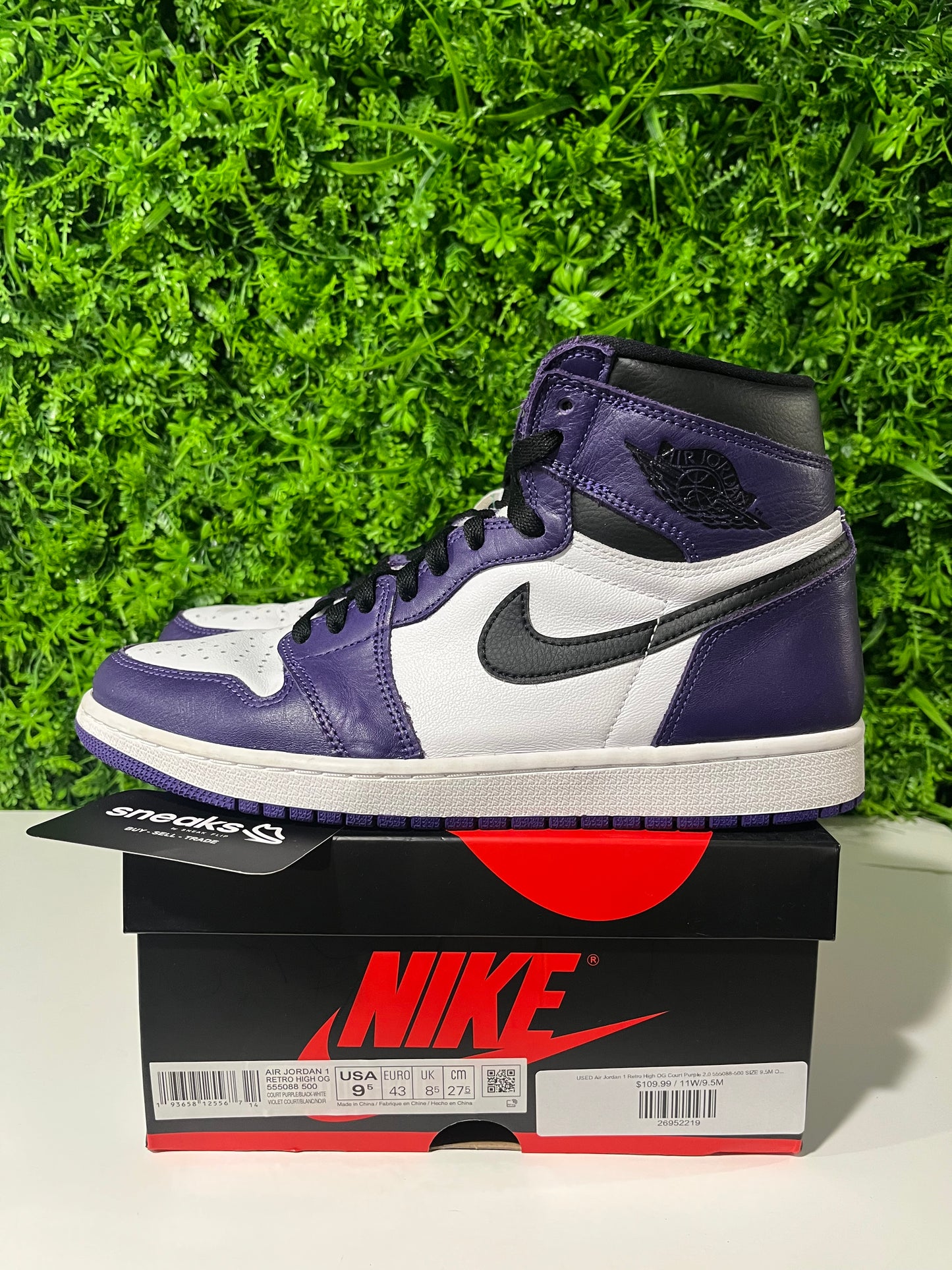 USED Air Jordan 1 Retro High OG Court Purple 2.0 555088-500 SIZE 9.5M OG ALL #1
