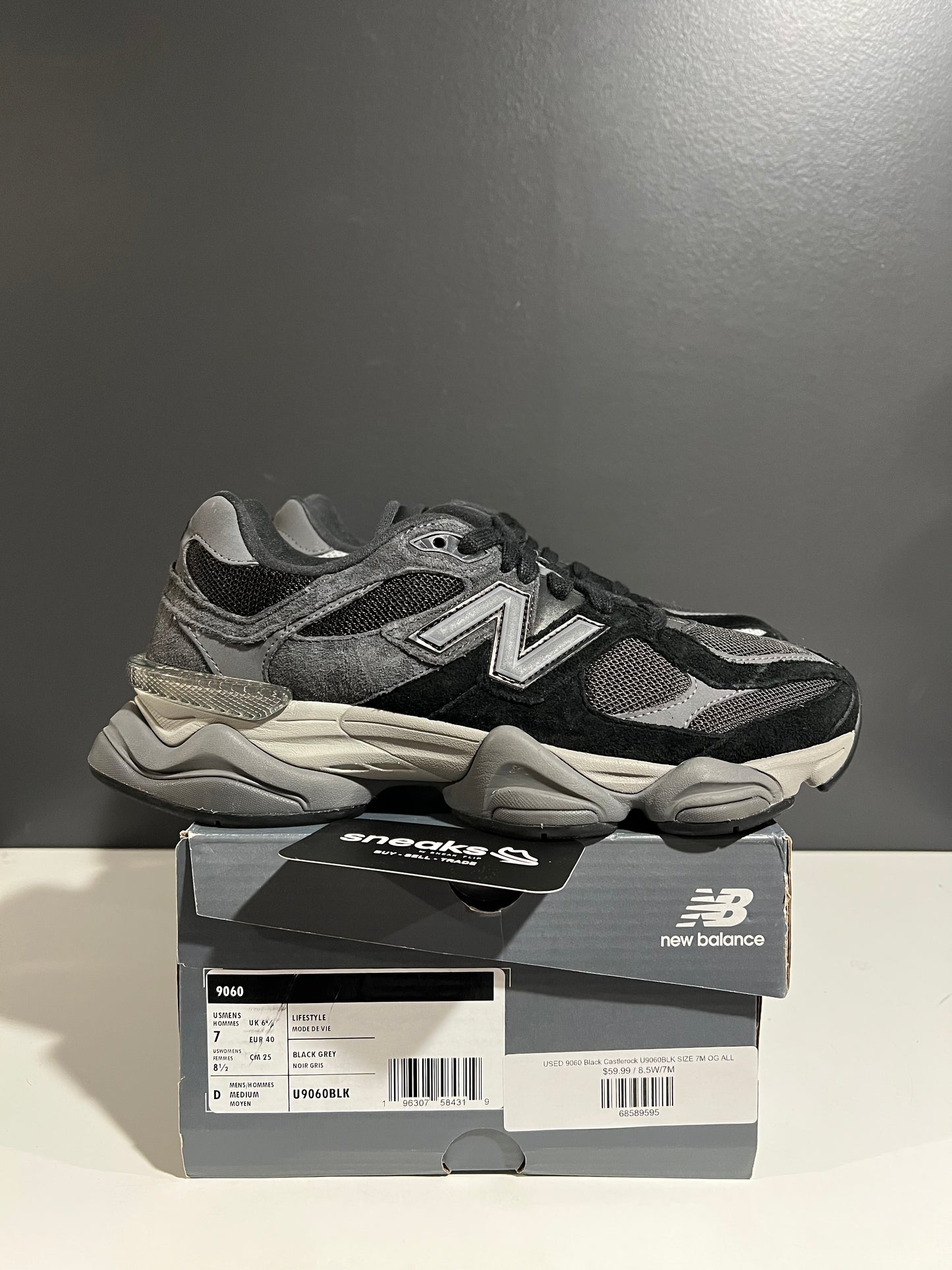 USED 9060 Black Castlerock U9060BLK SIZE 7M OG ALL