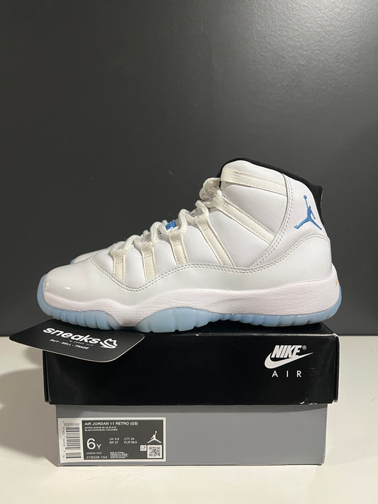 USED Air Jordan 11 Retro GS Legend Blue Columbia 2024 378038-104 SIZE 6Y OG ALL AG25-329