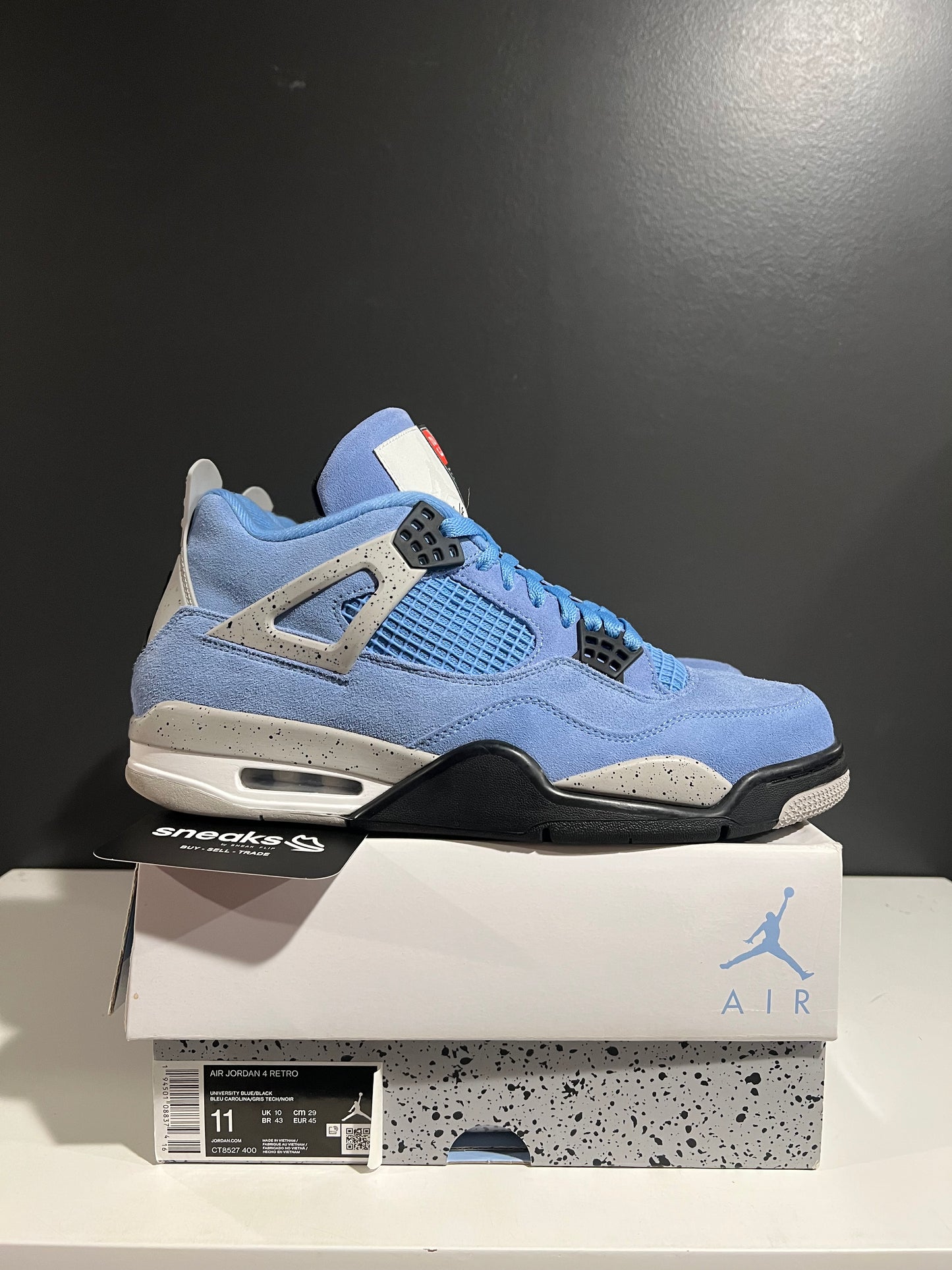 USED Air Jordan 4 Retro University Blue CT8527-400 SIZE 11M OG ALL AG25-38