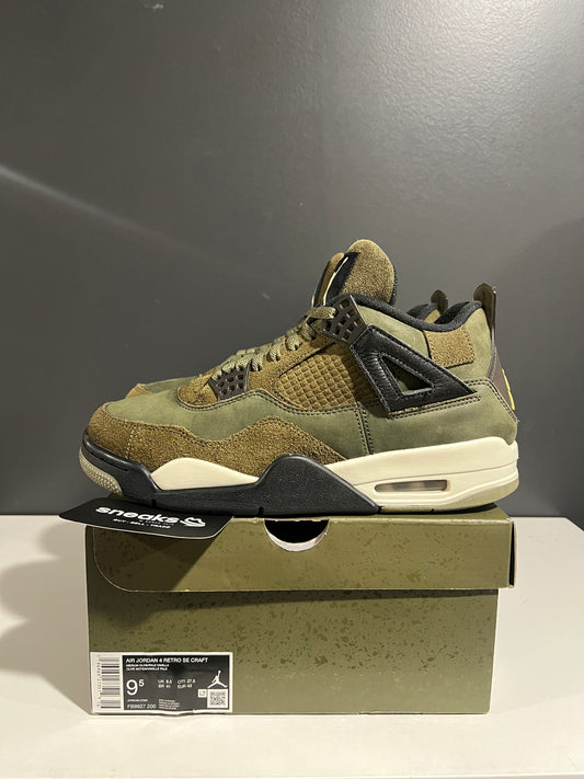 USED Air Jordan 4 Retro SE Craft Olive FB9927-200 SIZE 9.5M OG ALL AG25-97