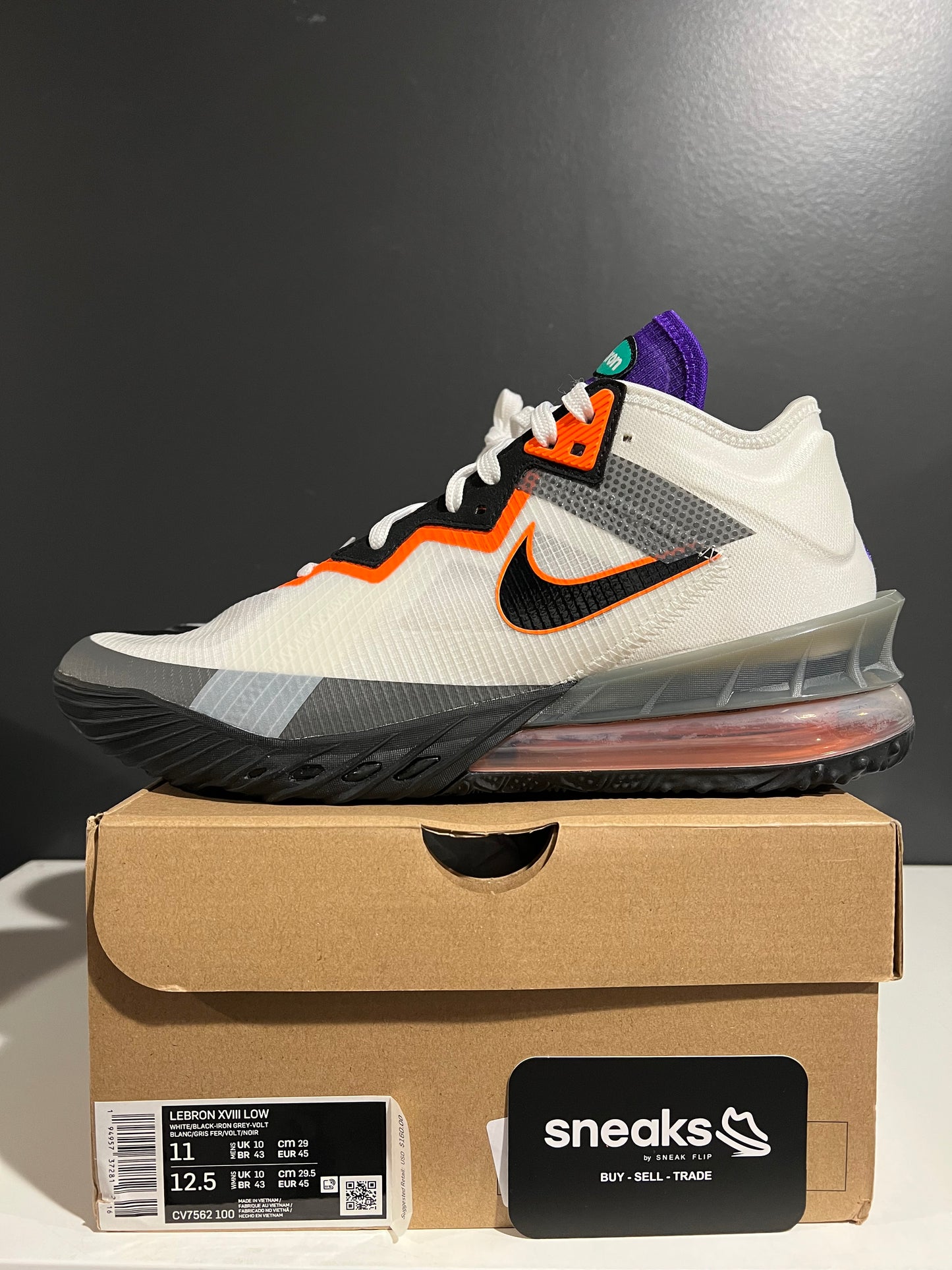 NEW LeBron 18 Low Air Max 95 Greedy CV7562-100 SIZE 11M OG ALL JY25-185