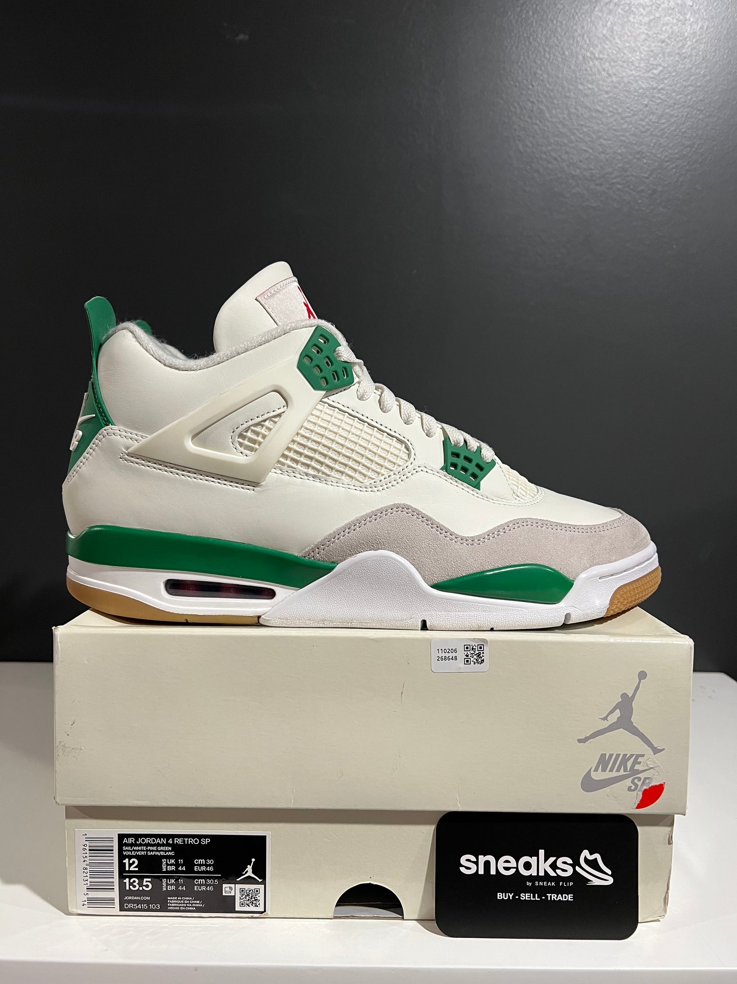 USED Nike SB x Air Jordan 4 Retro SP Pine Green DR5415-103 SIZE 12M OG ALL