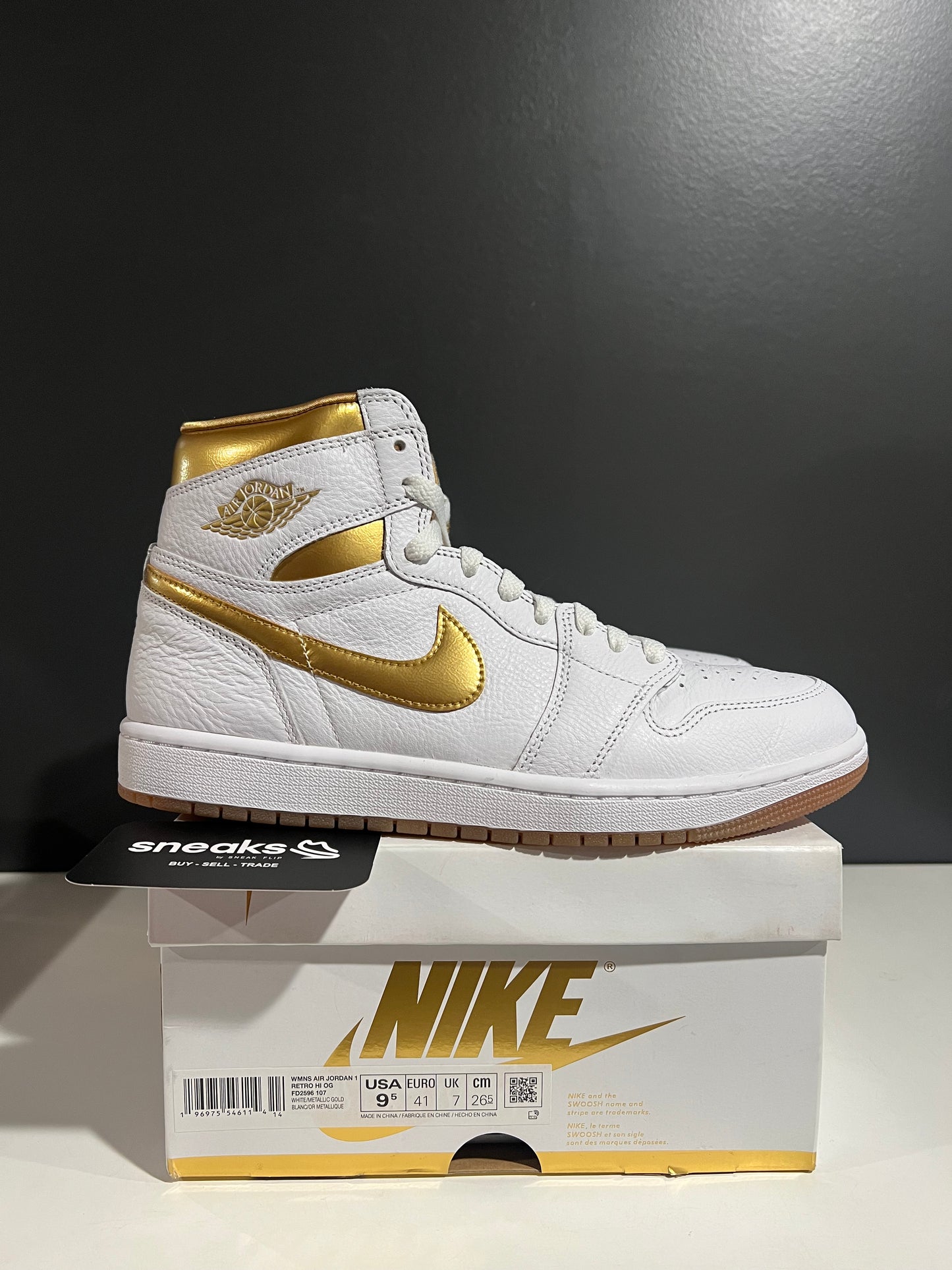 USED Air Jordan 1 Retro High OG White Metallic Gold (Women’s) FD2596-107 SIZE 9.5W/8M OG ALL JY25-304
