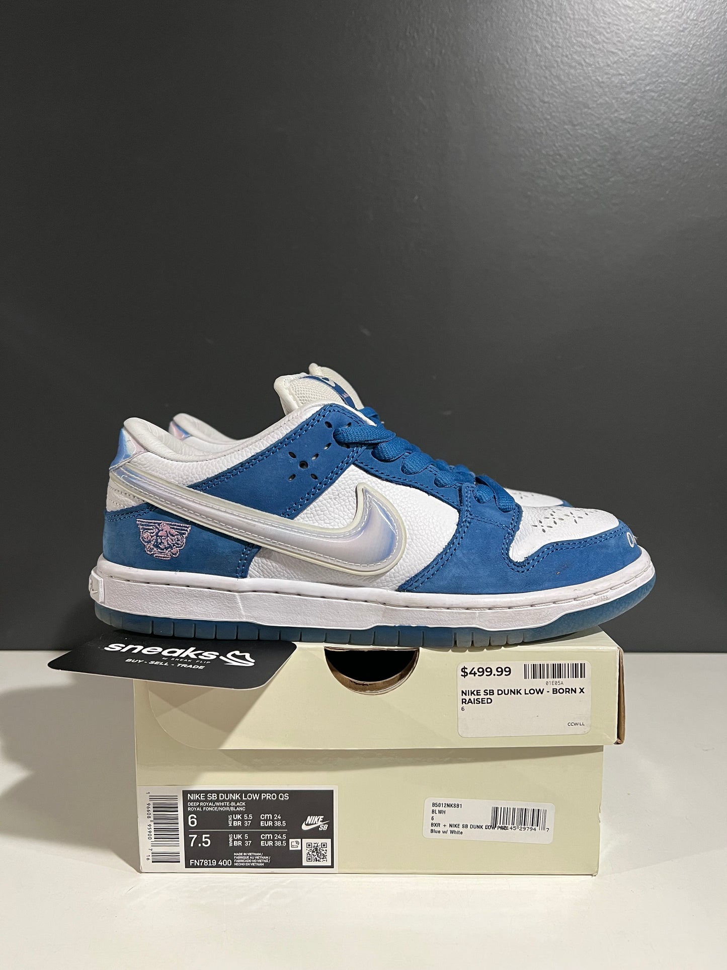 USED Born x Raised Dunk Low SB One Block at a Time FN7819-400 SIZE 6M OG ALL AG25-367