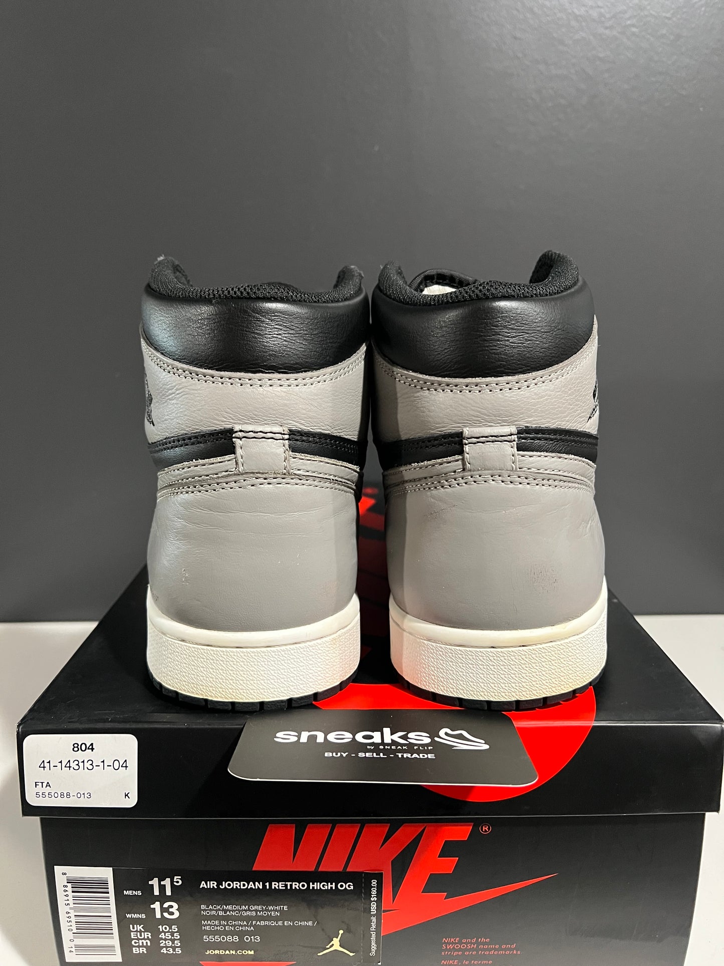 USED Air Jordan 1 Retro High OG Shadow 2018 555088-013 SIZE 11.5M OG ALL SP25-090