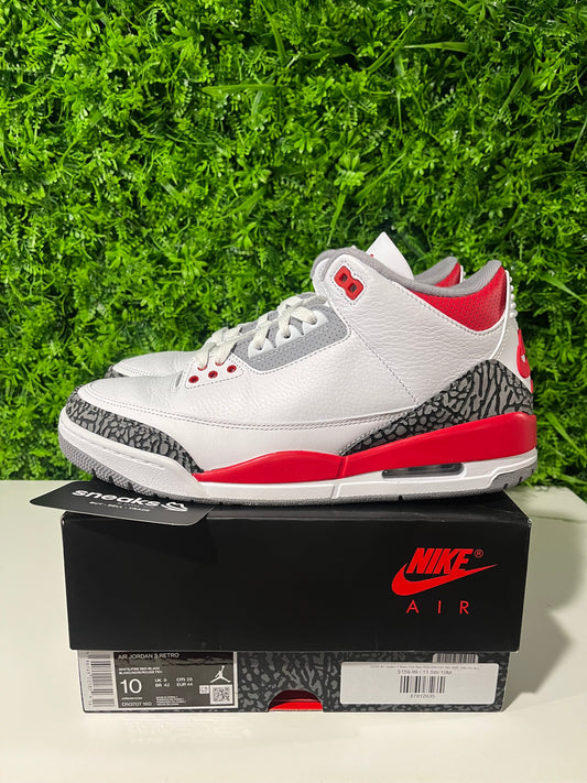 USED Air Jordan 3 Retro Fire Red 2022 DN3707-160 SIZE 10M OG ALL
