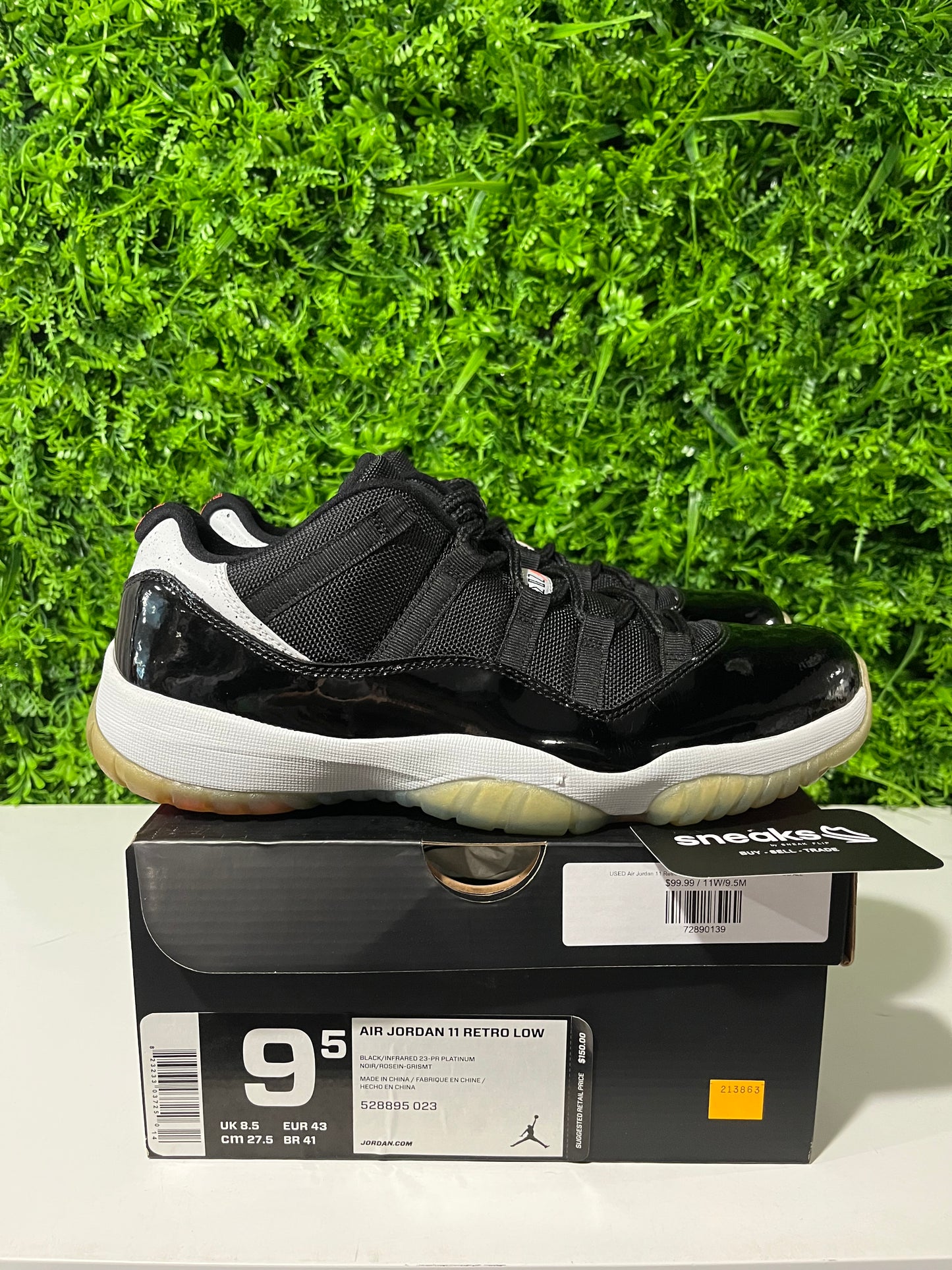 USED Air Jordan 11 Retro Low Infrared 23 528895-023 SIZE 9.5M OG ALL