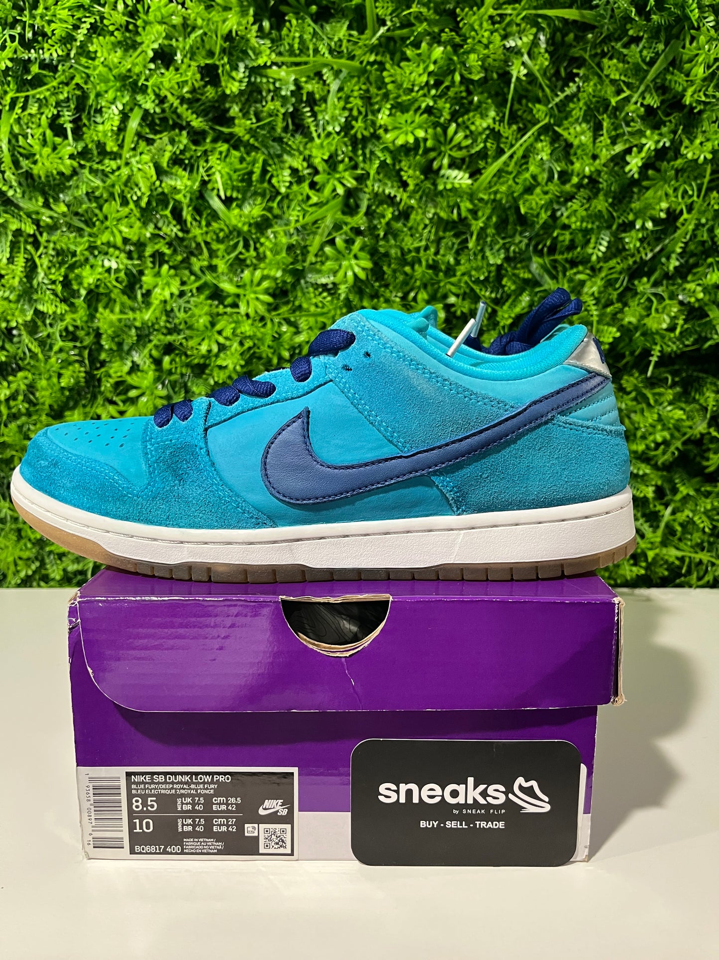 USED Dunk Low SB Blue Fury BQ6817-400 SIZE 8.5M OG ALL
