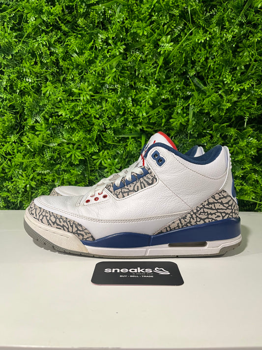 USED Air Jordan 3 Retro OG True Blue 2016 854262-106 SIZE 9M NO BOX