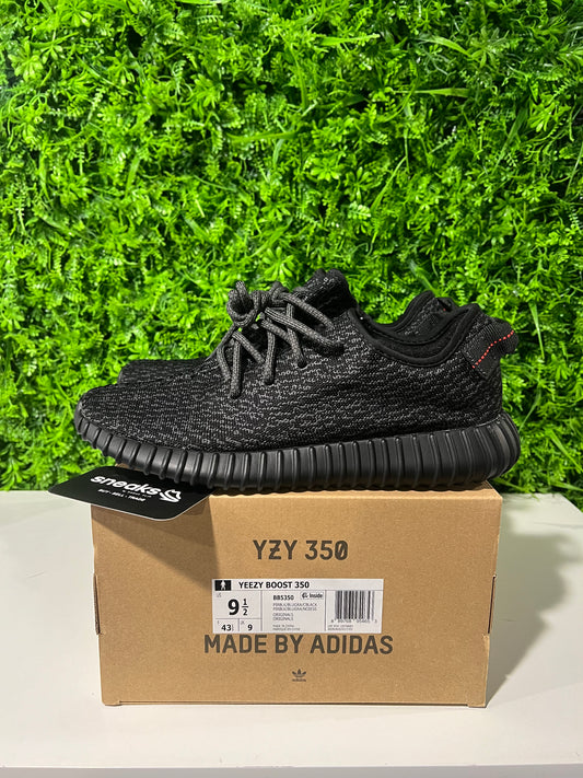 USED Yeezy Boost 350 Pirate Black 2023 BB5350 SIZE 9.5M OG ALL