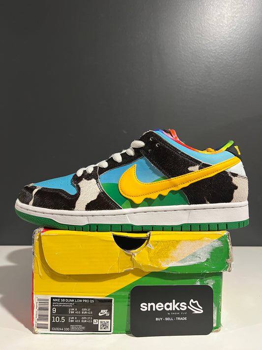 USED Ben & Jerry's x Dunk Low SB Chunky Dunky CU3244-100 SIZE 9M OG ALL AG25-217