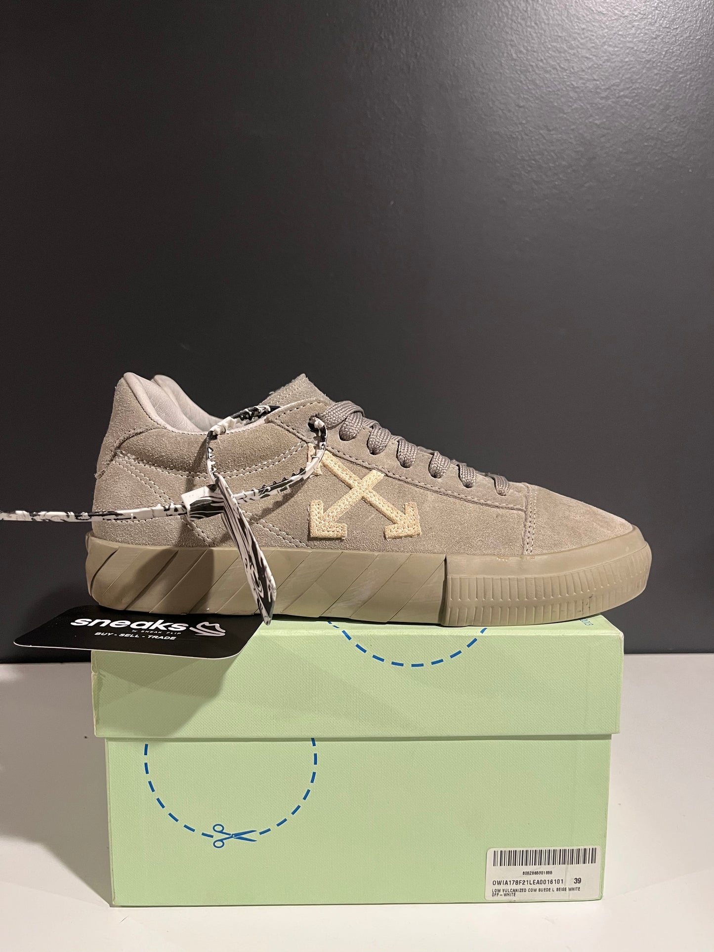 USED Off White Wmns Vulc Sneaker Dark Beige 0WIA178F21LEA0016101 39EU OG ALL