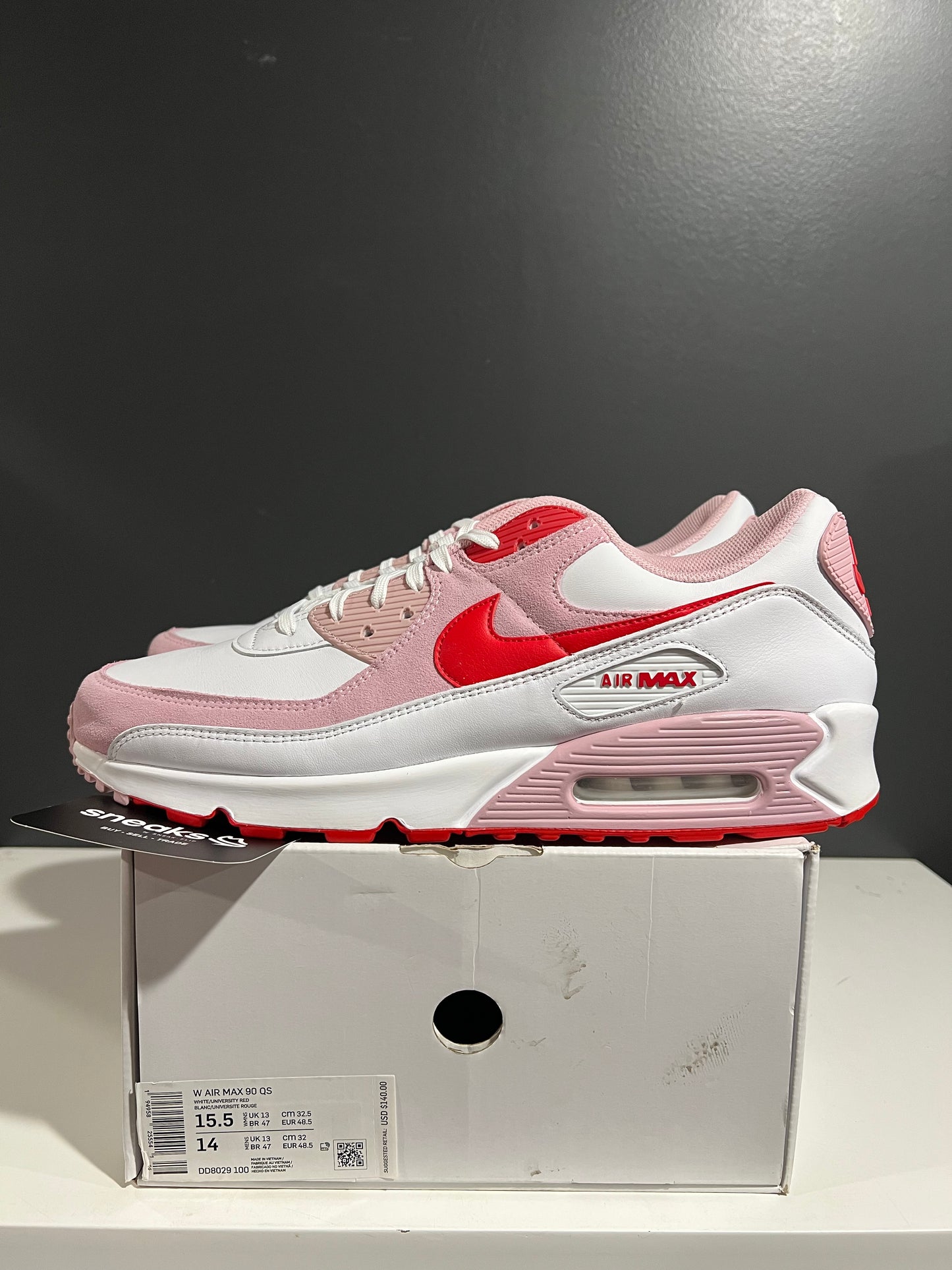 USED Wmns Air Max 90 Love Letter DD8029-100 SIZE 14M OG ALL
