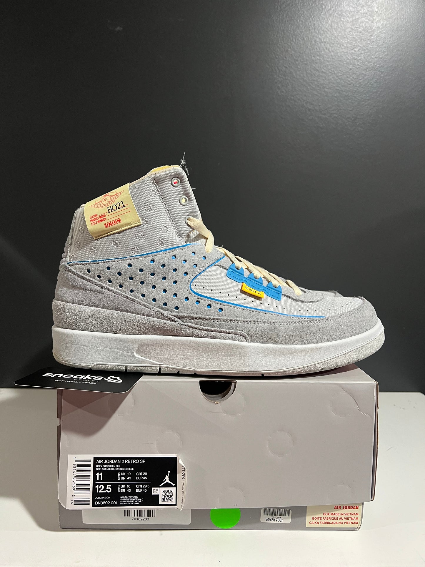 USED Union LA x Air Jordan 2 Retro SP Grey Fog DN3802-001 SIZE 11M OG ALL JY25-176
