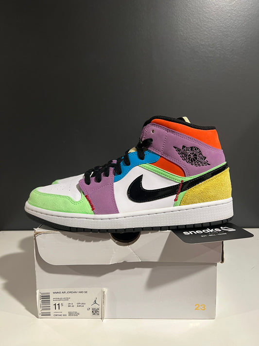 USED Wmns Air Jordan 1 Mid SE Lightbulb CW1140-100 SIZE 10M OG ALL JY25-247