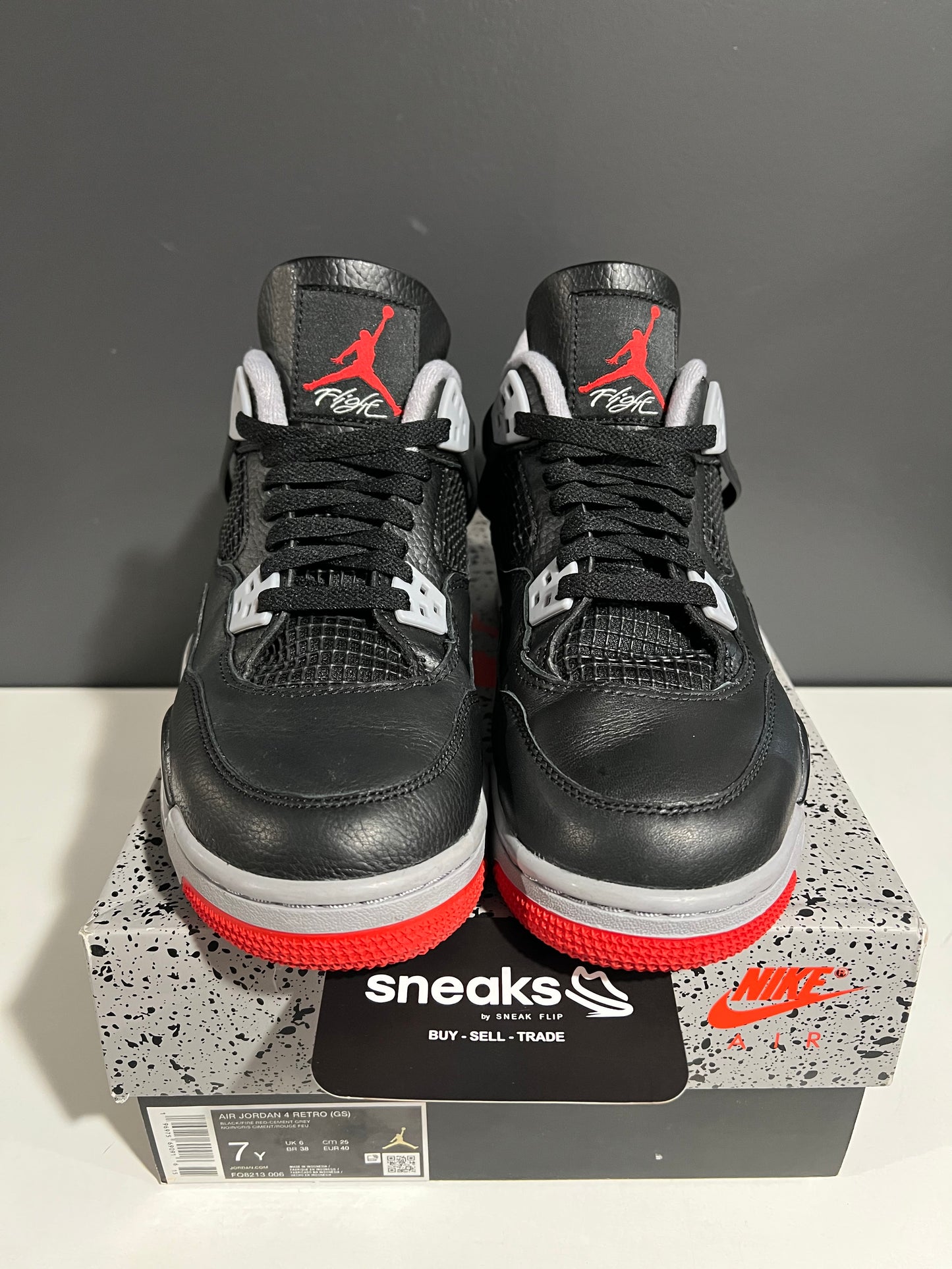 USED Air Jordan 4 Retro GS Bred Reimagined FQ8213-006 SIZE 7Y OG ALL AG25-347