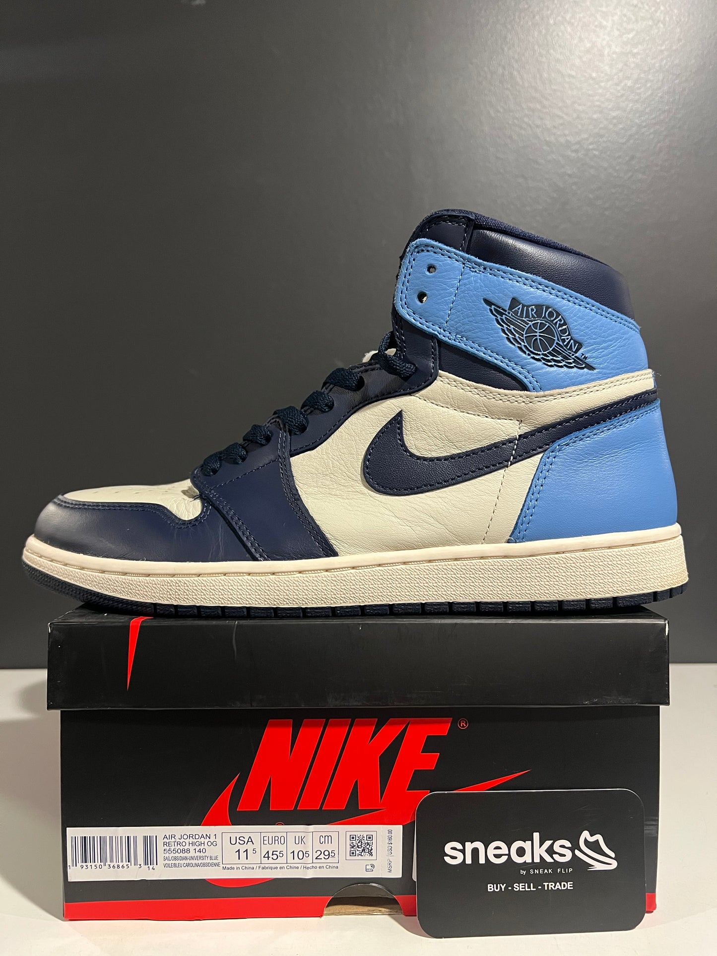 USED Air Jordan 1 Retro High OG Obsidian 555088-140 SIZE 11.5M OG ALL SP25-091