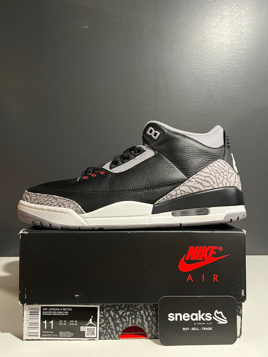 USED Air Jordan 3 Retro Black Cement (2024) DN3707-010 SIZE 11M OG ALL JY25-281