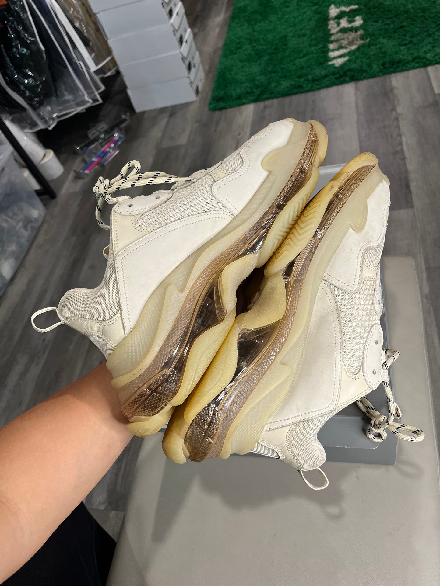 Balenciaga Triple S Sneaker Clear Sole - Beige 541624 SIZE 11M USED