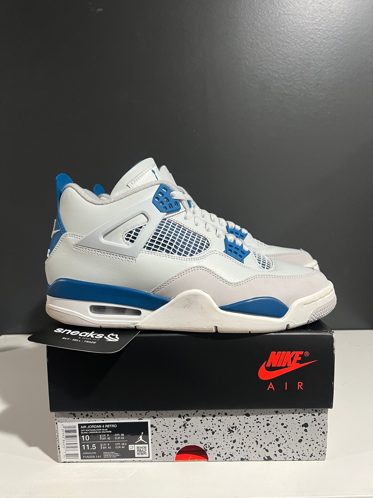USED Air Jordan 4 Retro Military Blue (Industrial Blue) FV5029-141 SIZE 10M OG ALL JY25-283