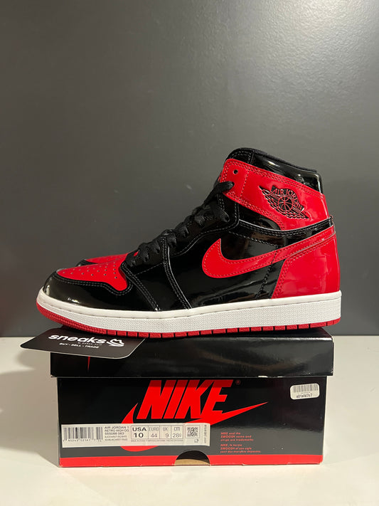 USED Air Jordan 1 Retro High OG Patent Bred 555088-063 SIZE 10M OG ALL AG25-43