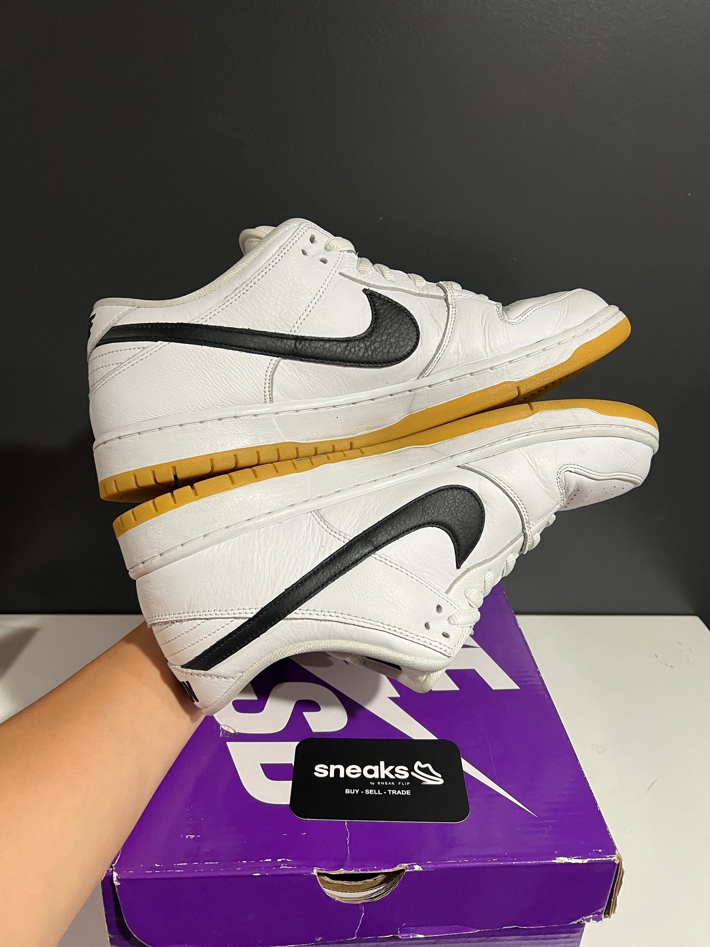 USED Dunk Low SB White Gum CD2563-101 SIZE 14M OG ALL