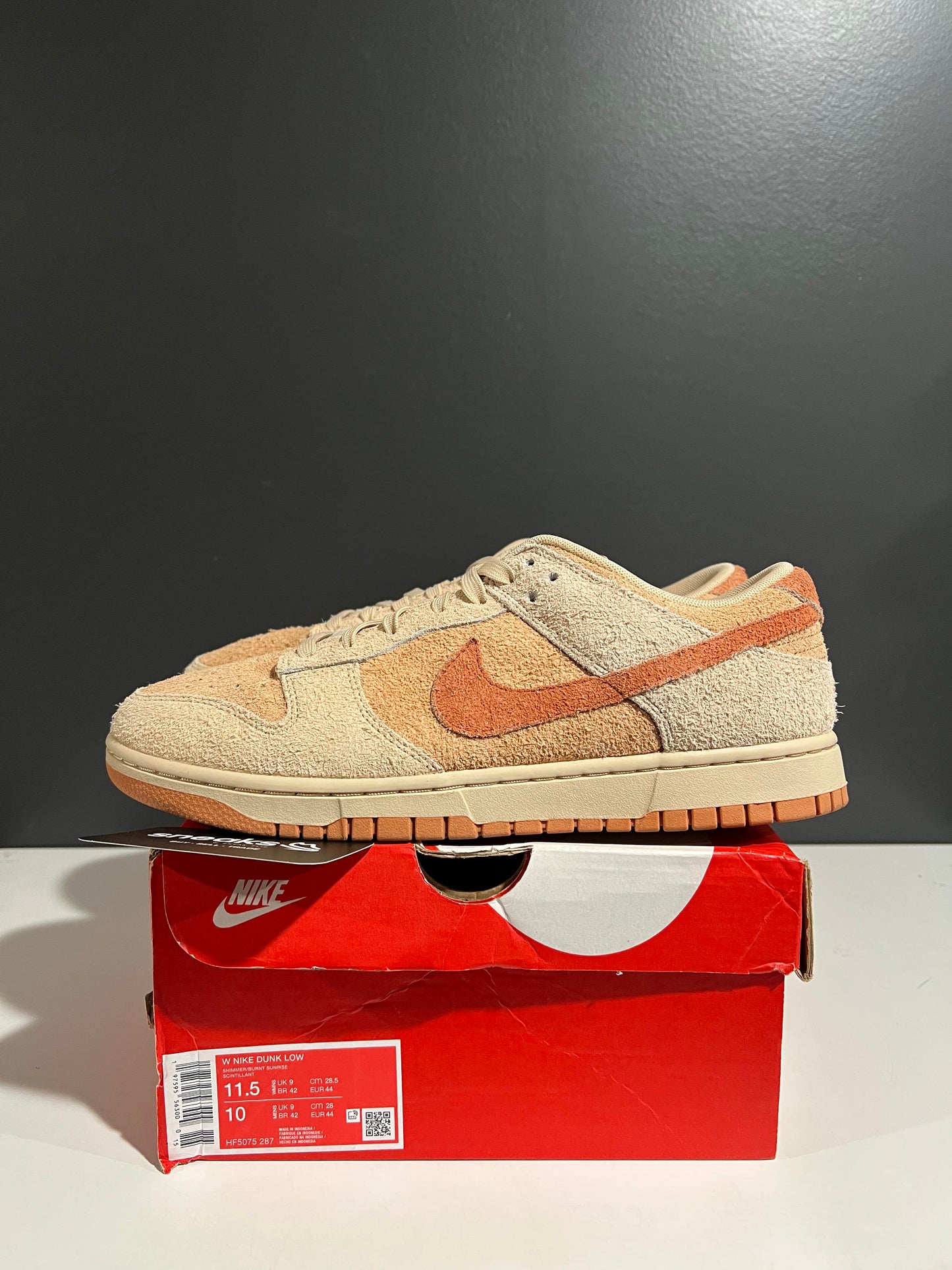 USED Wmns Dunk Low Shimmer Amber Brown HF5075-287 SIZE 10M OG ALL JY25-236