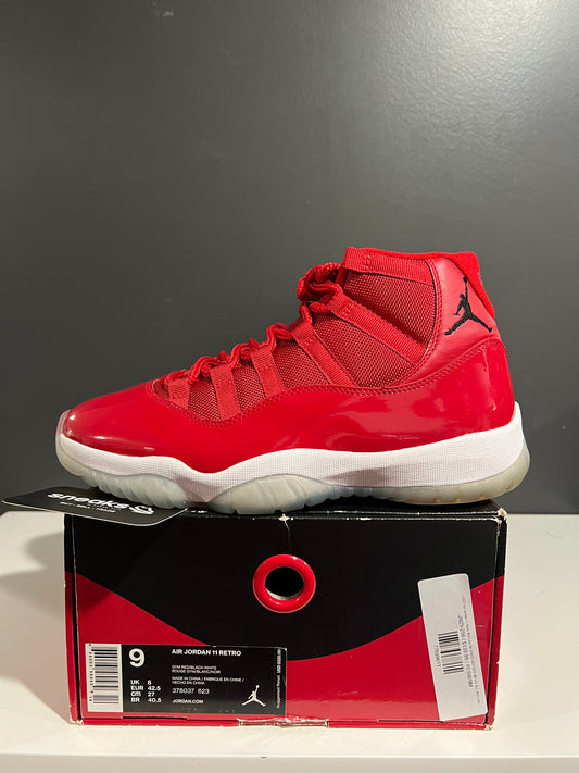 USED Air Jordan 11 Retro Win Like '96 378037-623 SIZE 9M OG ALL JN25-256