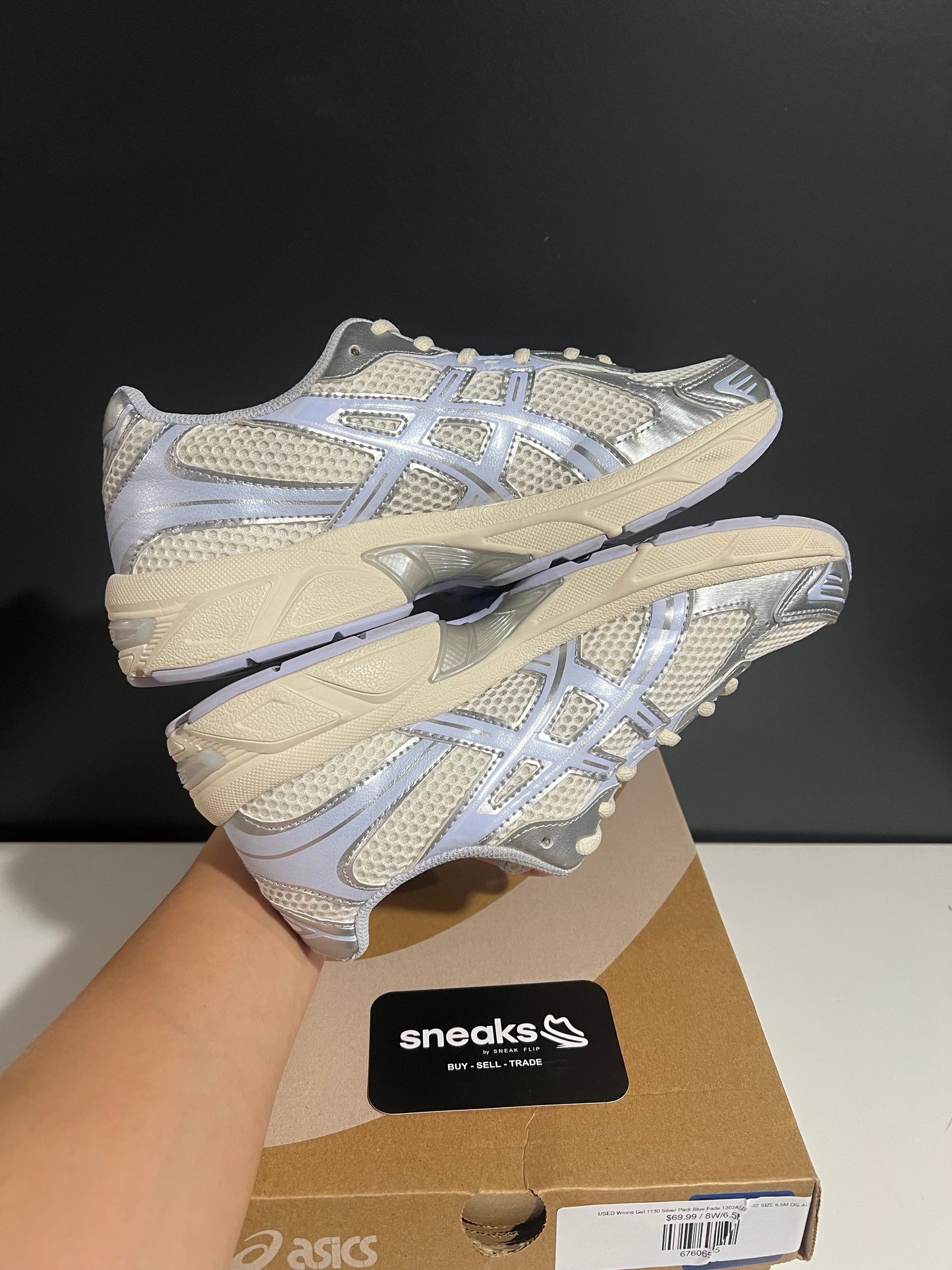 USED Wmns Gel 1130 Silver Pack Blue Fade 1202A505-102 SIZE 6.5M OG ALL