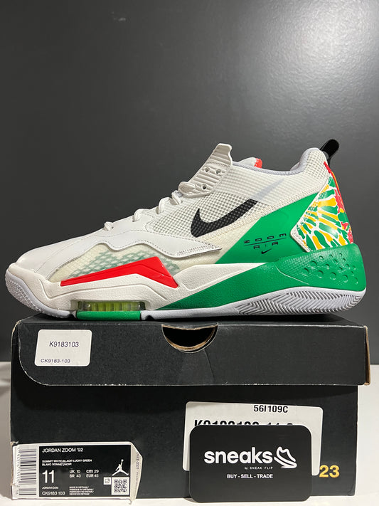 USED Jordan Zoom '92 White Lucky Green Dark Sulfur CK9183-103 SIZE 11M OG ALL AG25-305