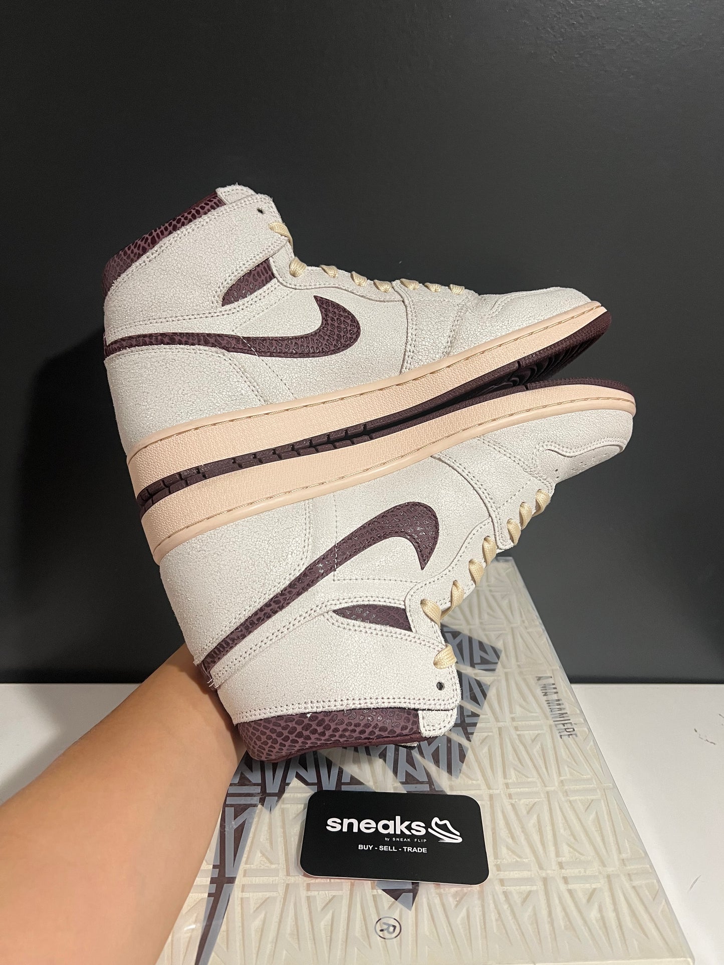 USED A Ma Maniére x Air Jordan 1 High OG Airness DO7097-100 SIZE 11M OG ALL JN25-116
