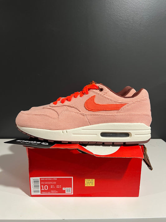 USED Air Max 1 Premium Coral Stardust Corduroy FB8915-600 SIZE 10M OG ALL