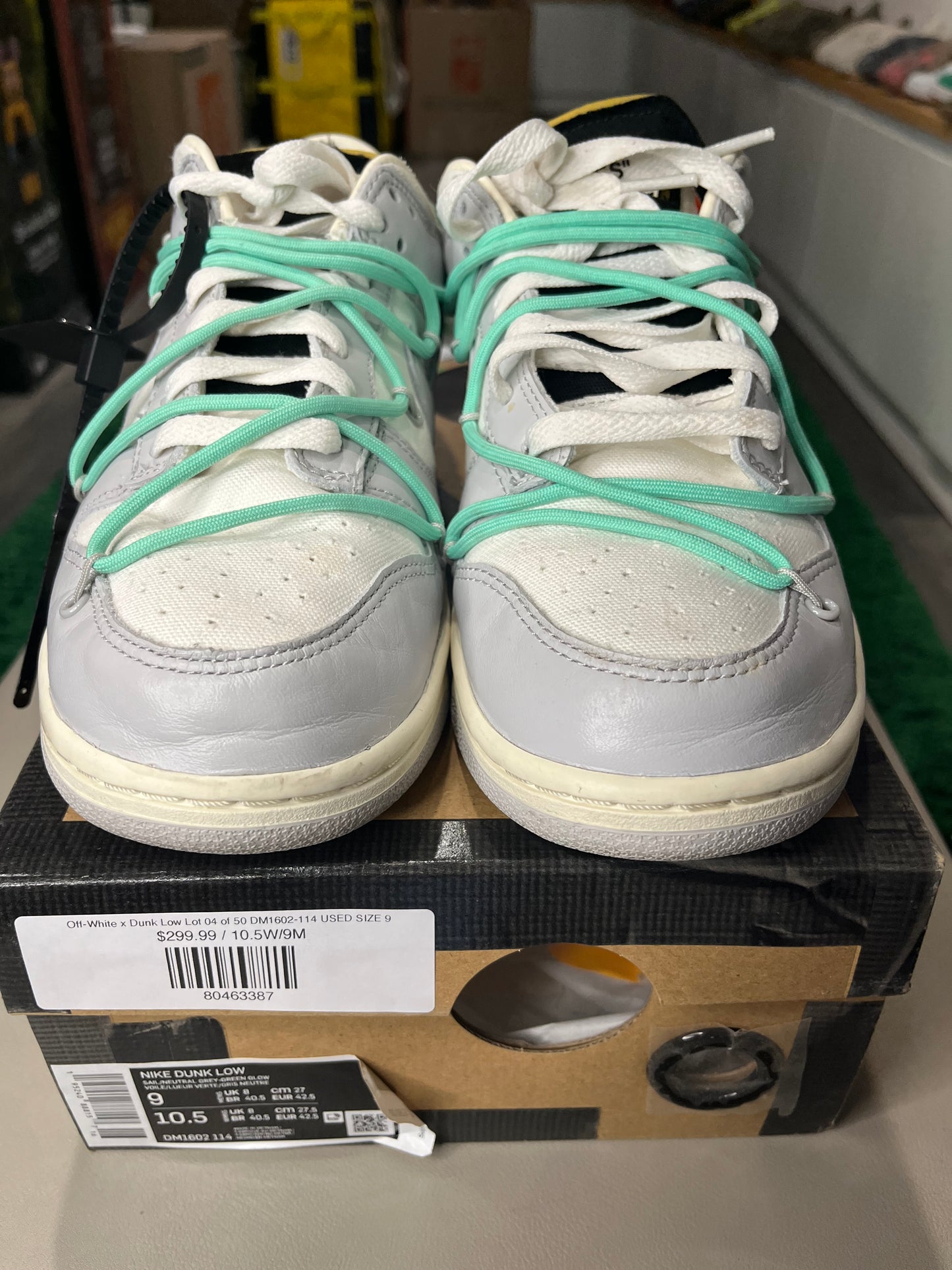 Off-White x Dunk Low Lot 04 of 50 DM1602-114 USED SIZE 9